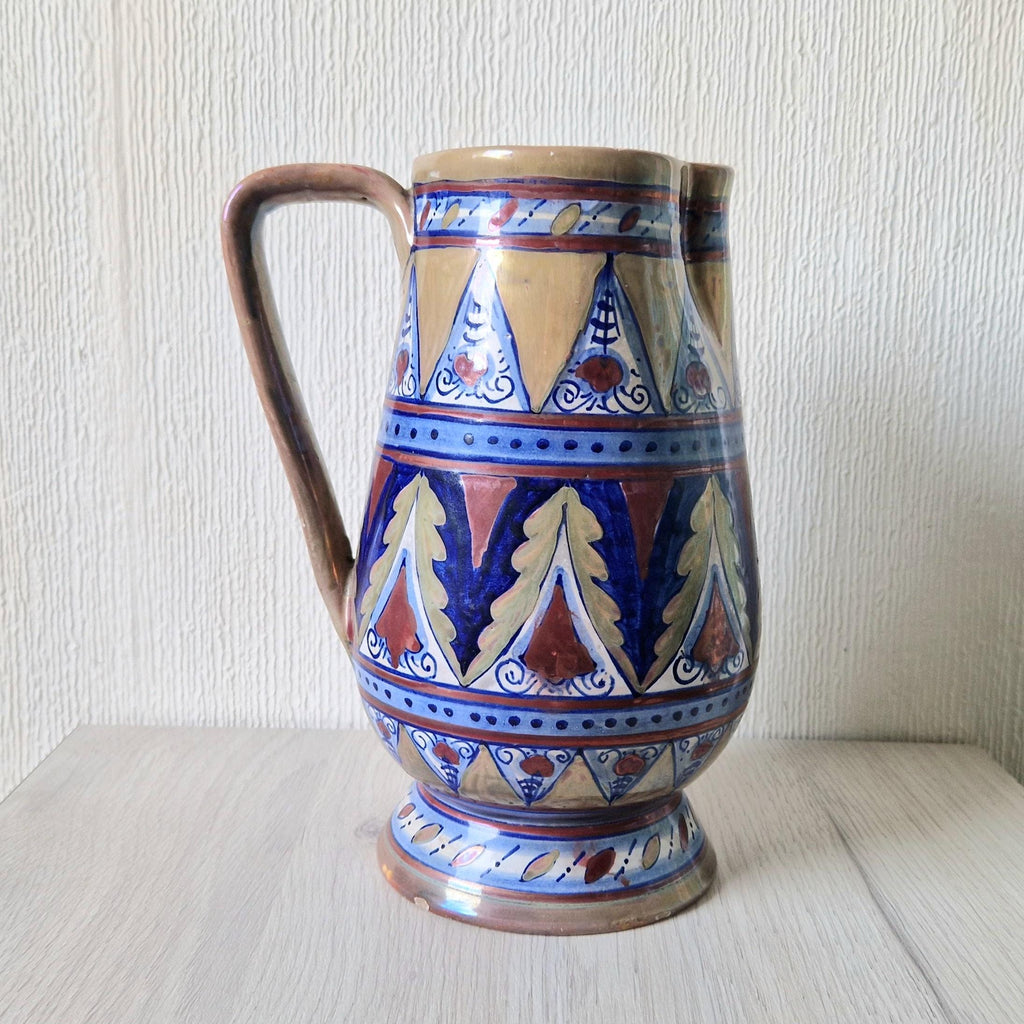 Art Deco Alberto Rubboli Italian Majolica Pitcher Jug Gualdo Tadino Italy Antique 1920