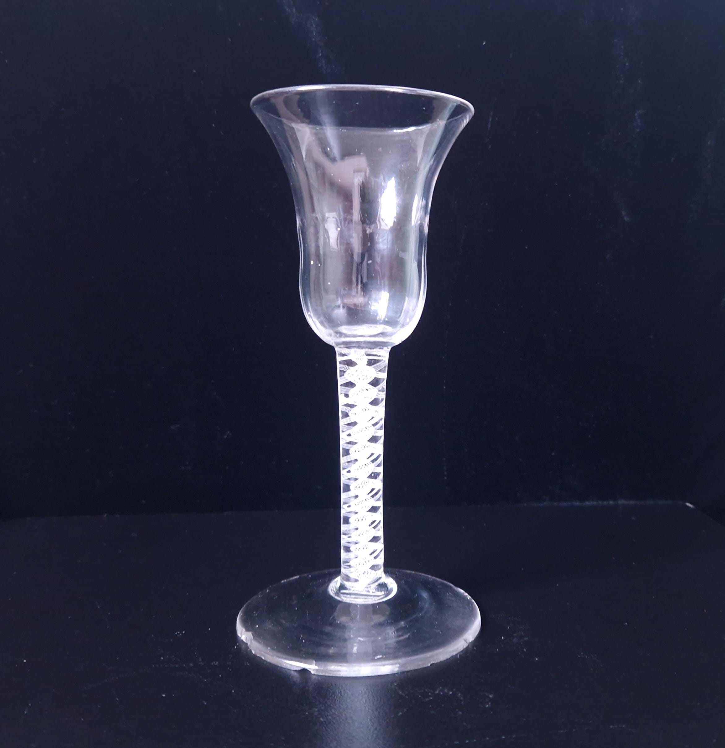 18th Century Wine Glass, Opaque Airtwist Stem (Chipped Foot)