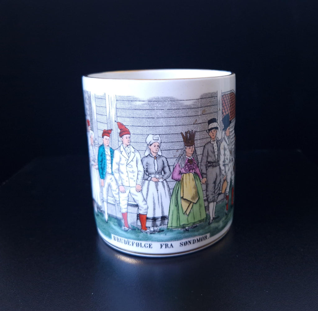 Egersunds Fayancefabrik "Brudefølge Fra Sondmor" Norwegian Antique Ceramic Tankard Mug