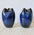 Pair of Fine Midcentury Japanese Cobalt Blue Glaze Ikebana Vases 14.5cm