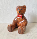 Vintage Stylised Carved Plum Wood Teddy Bear Figure 14cm