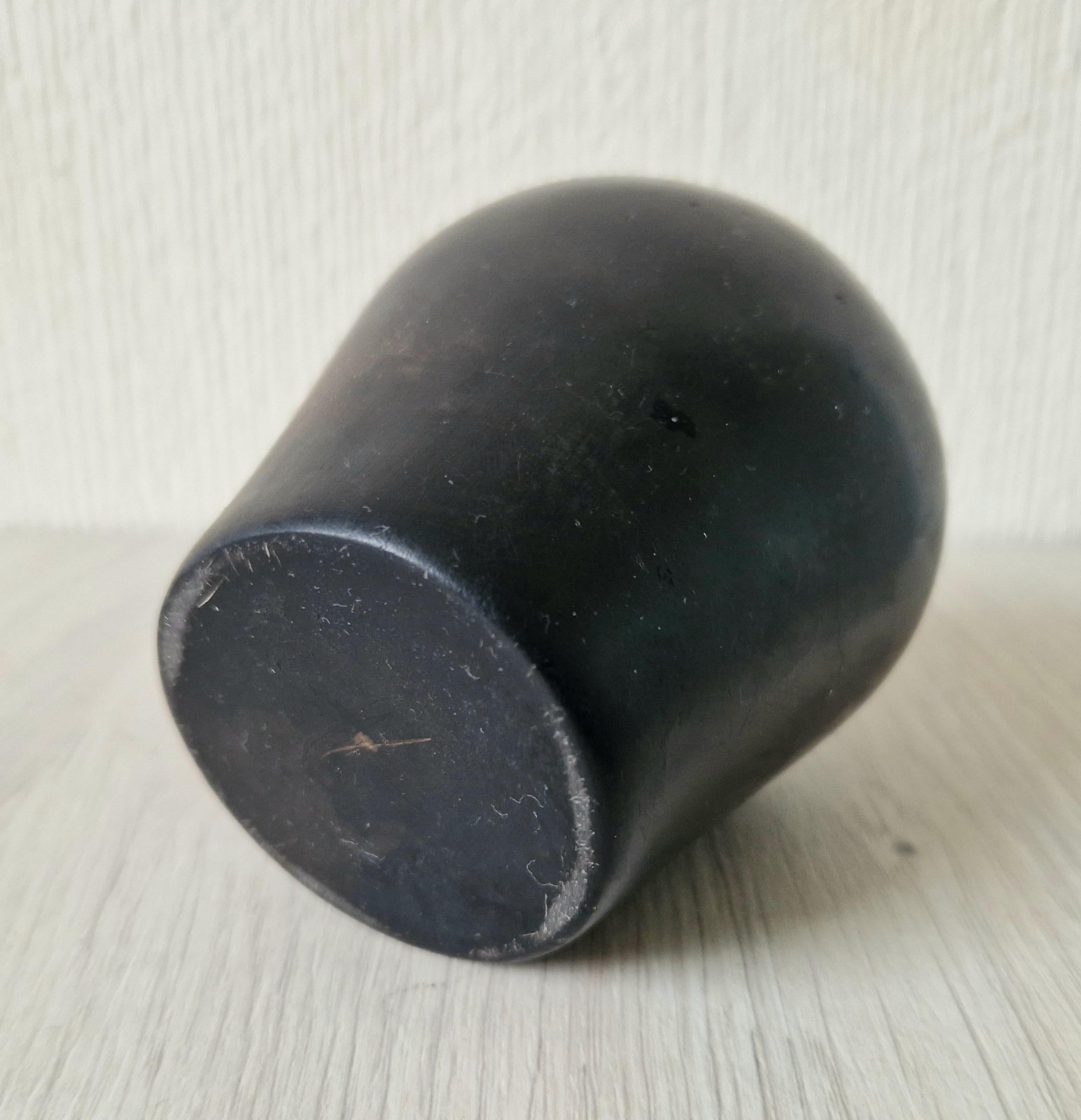 Ancient Egyptian Carved & Black Painted Stone Kohl Vessel Pot 8.6cm