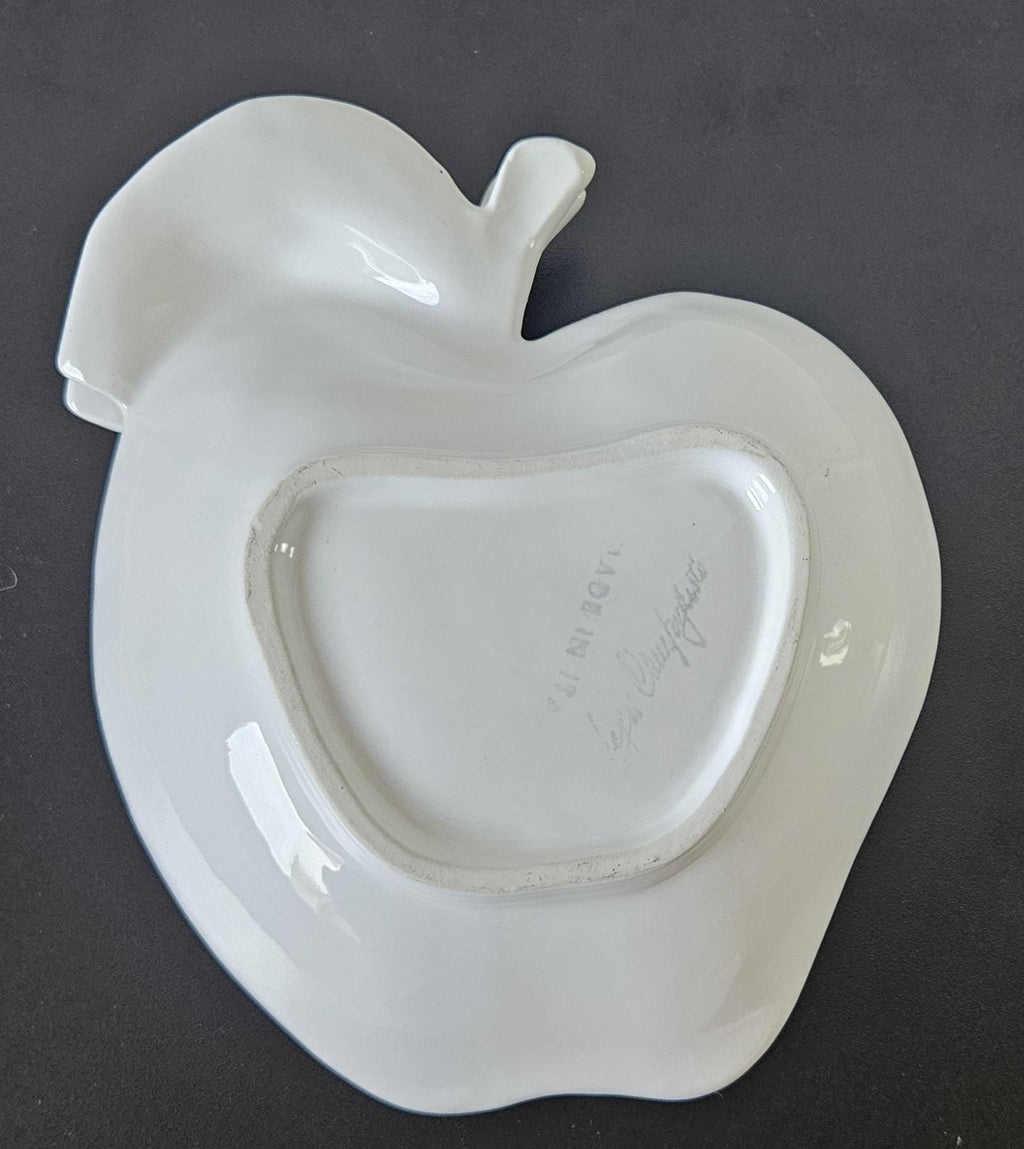 Vintage Pair White Apple Shaped Dishes Made in Italy 5" X 5.5"