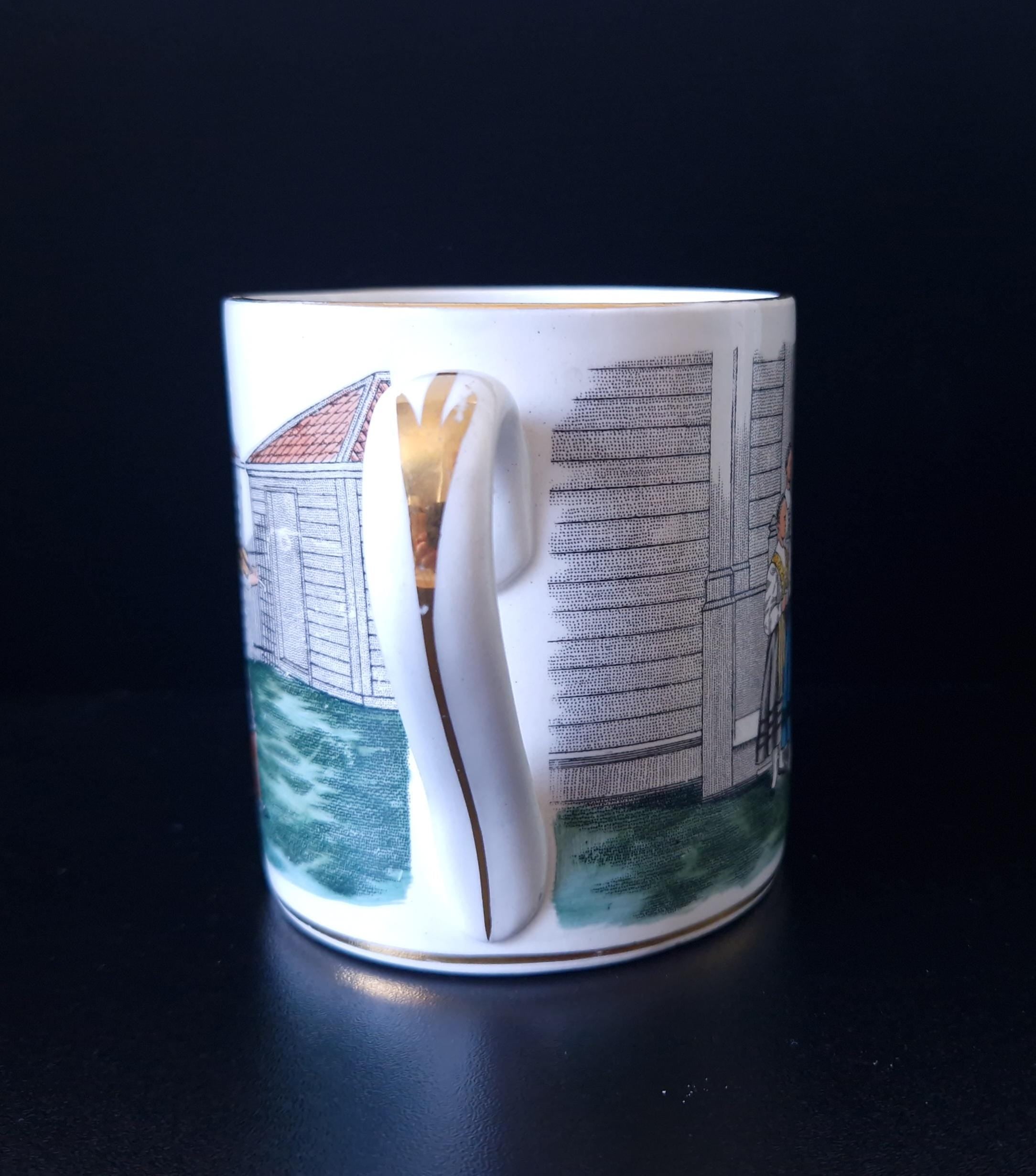 Egersunds Fayancefabrik "Brudefølge Fra Sondmor" Norwegian Antique Ceramic Tankard Mug