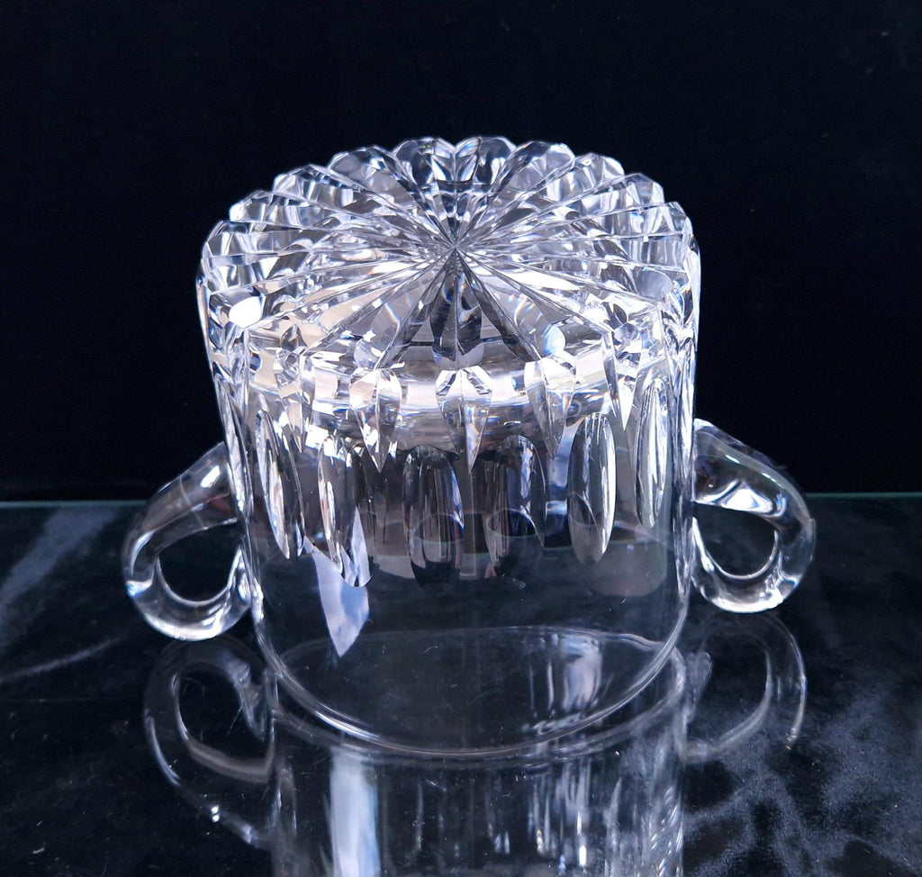Fine Vintage Heavy Cut Crystal Glass Twin Handled Continental Champagne Ice Bucket