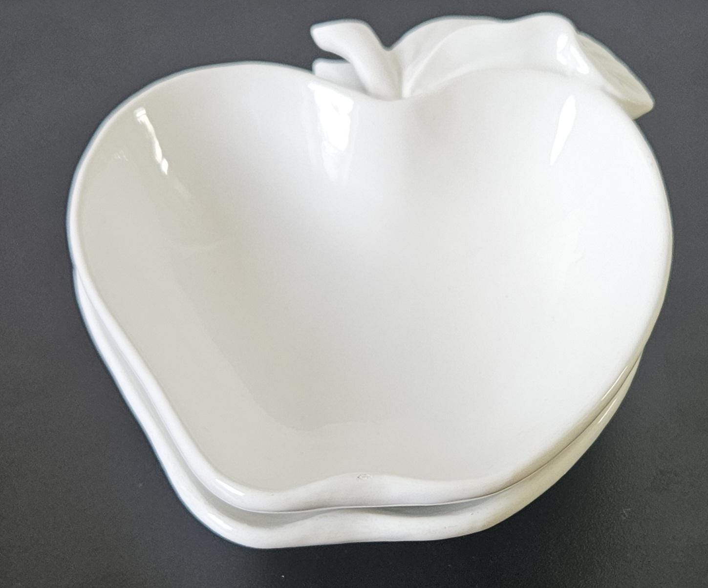 Vintage Pair White Apple Shaped Dishes Made in Italy 5" X 5.5"