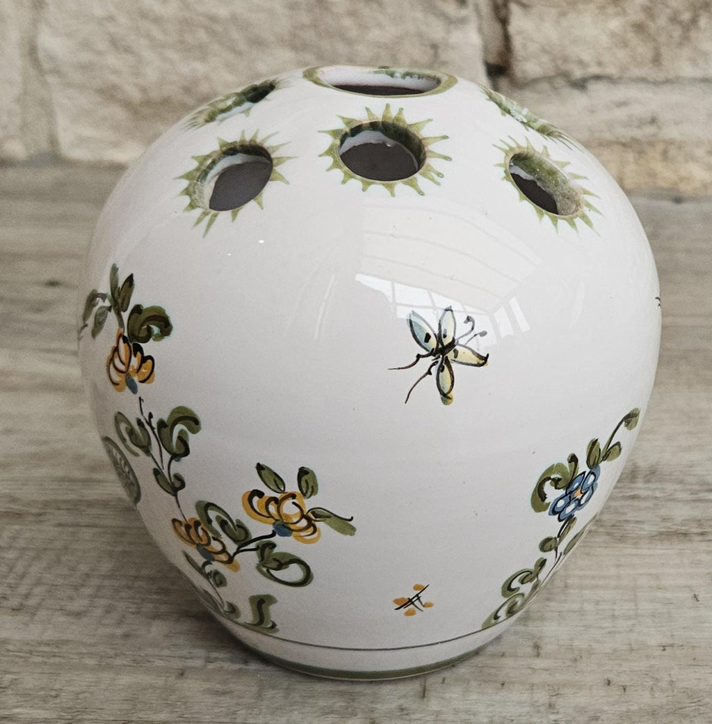 Vintage Faïence Small Flower Vase with Bird Detail Ceramic France Lallier Moustiers Vgc