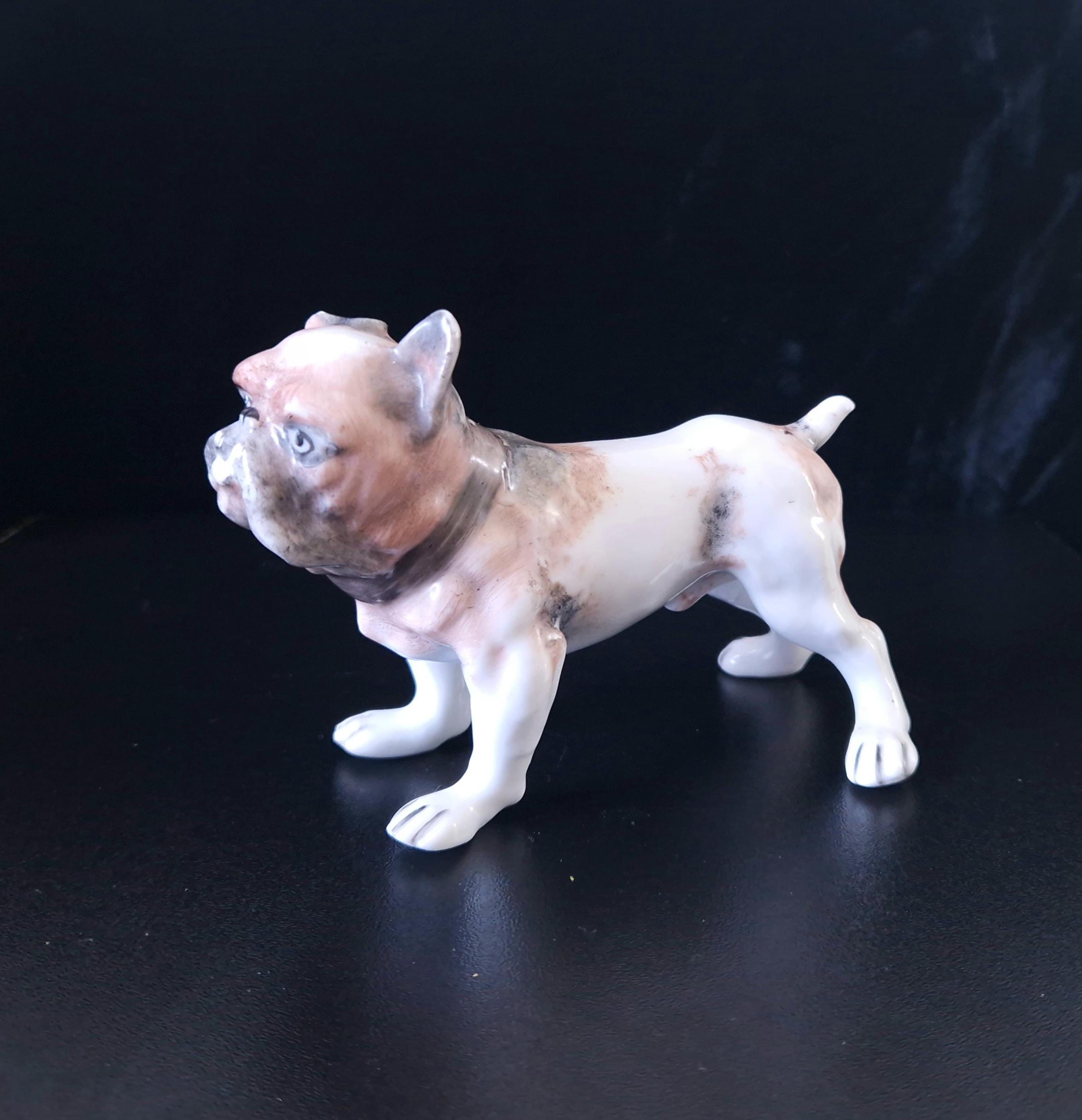 Early 20th Century Hand Painted Ceramic English Bulldog Figure 12cm