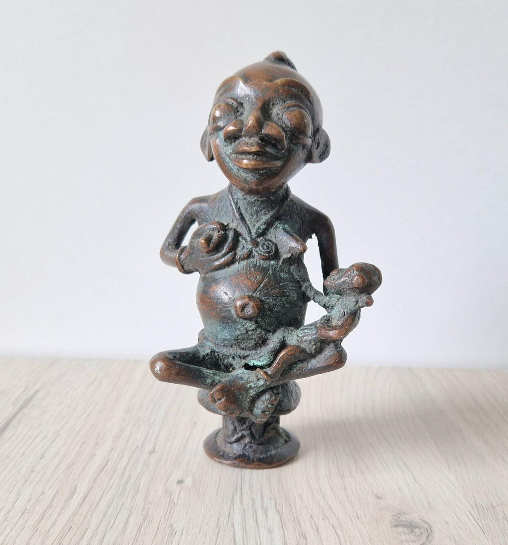 Antique African Tikar Cameroon Cast Bronze Fertility Motherhood Maternity Figure Statue