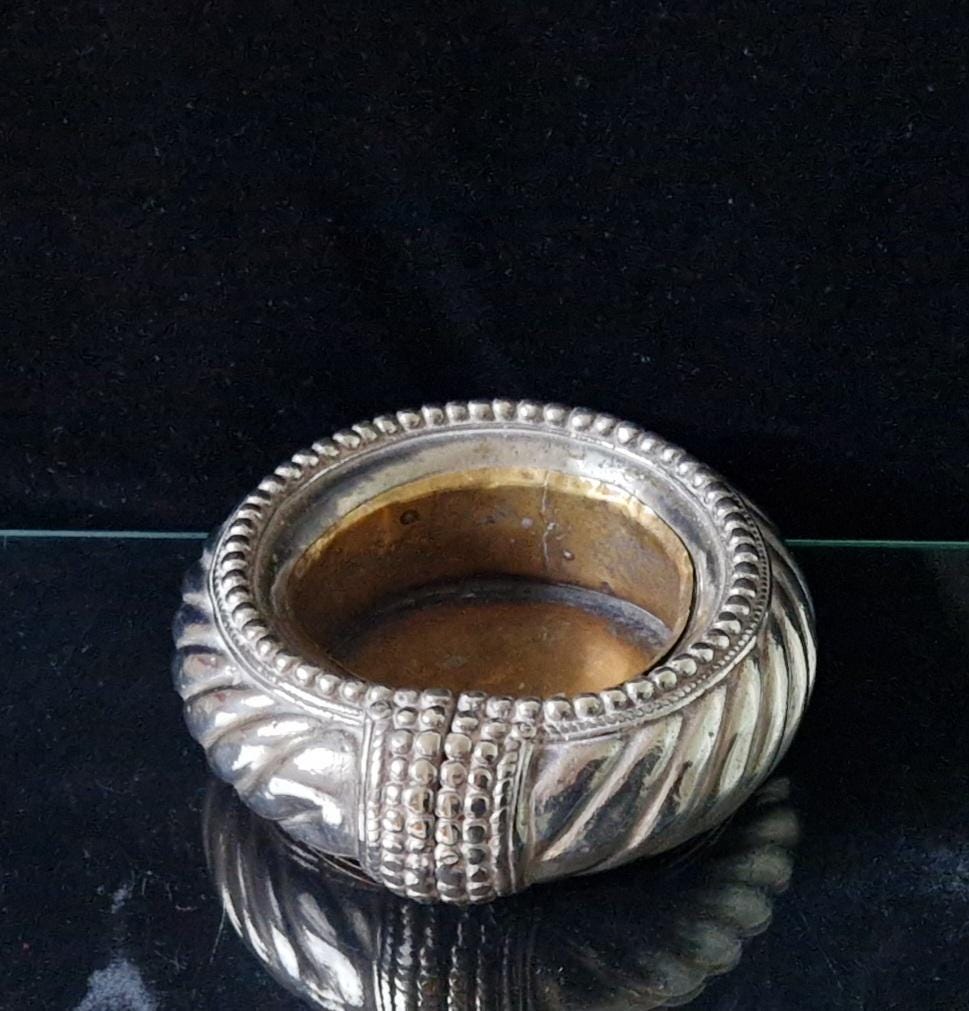 Antique North African Moroccan Silver Metal & Brass Slave Anklet Vide Poche Desk Catchall Dish