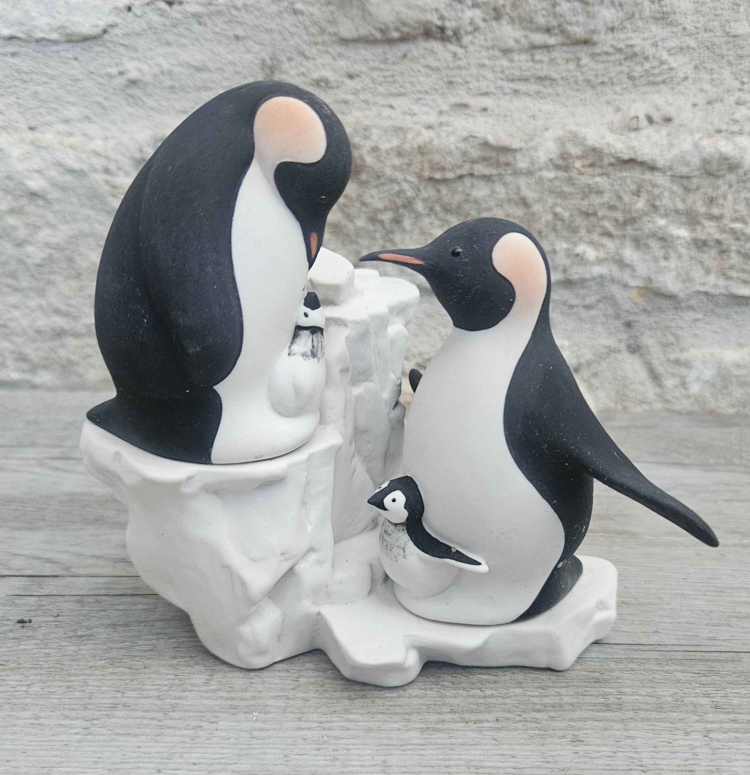 Vintage Penguin Family Figurine Handcrafted Highbank Porcelain Penguin Family Figurine, Vintage Collectible from Scotland
