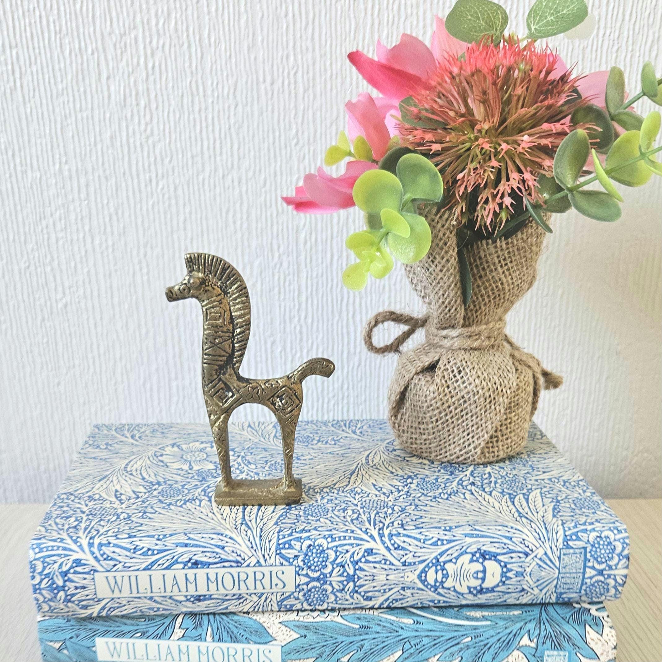 Mid-Century Brass Horse Figure: Greek Etruscan Style, 9cm Tall