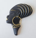 Vintage Small African Lady Profile Wall Plaque Richard Rohac Metal Mcm