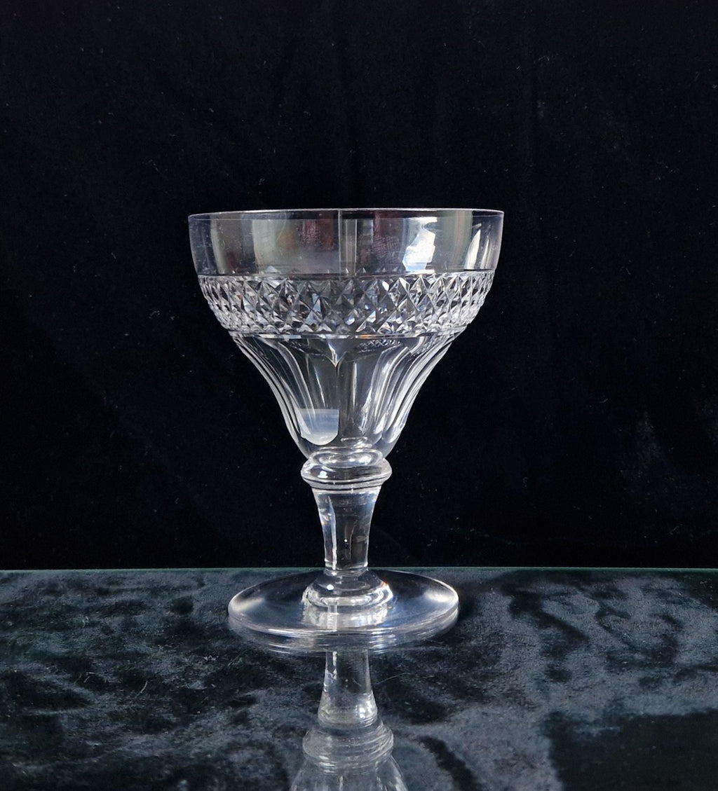Antique Victorian Pan Top Bowl Diamond Cut Crystal Rummer Glass