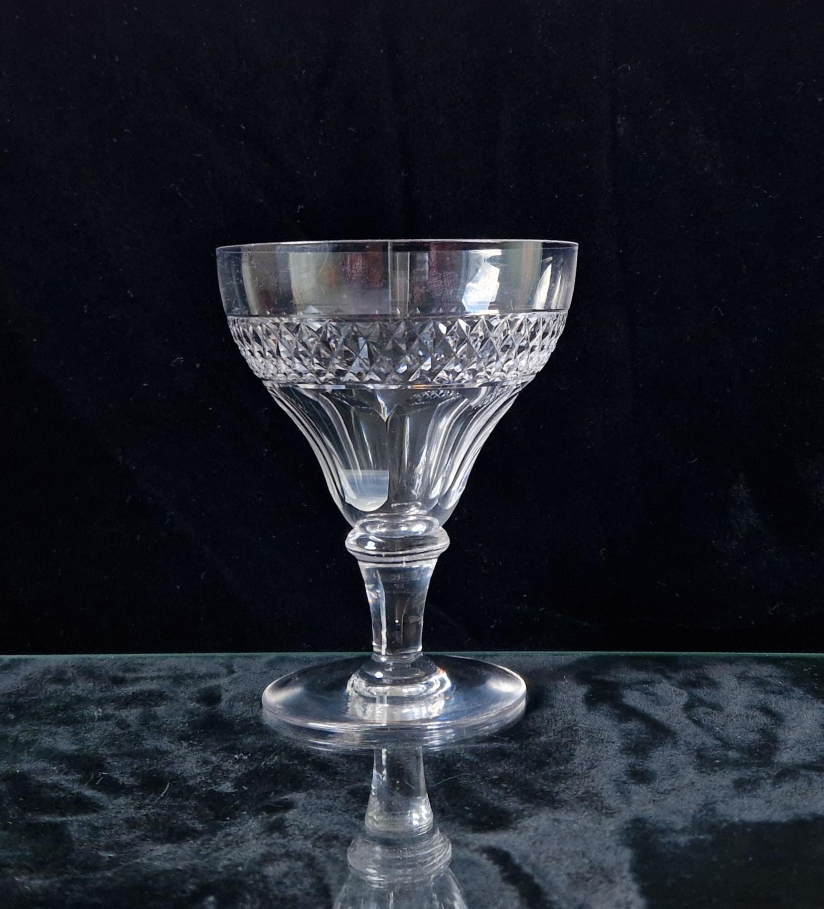 Antique Victorian Pan Top Bowl Diamond Cut Crystal Rummer Glass