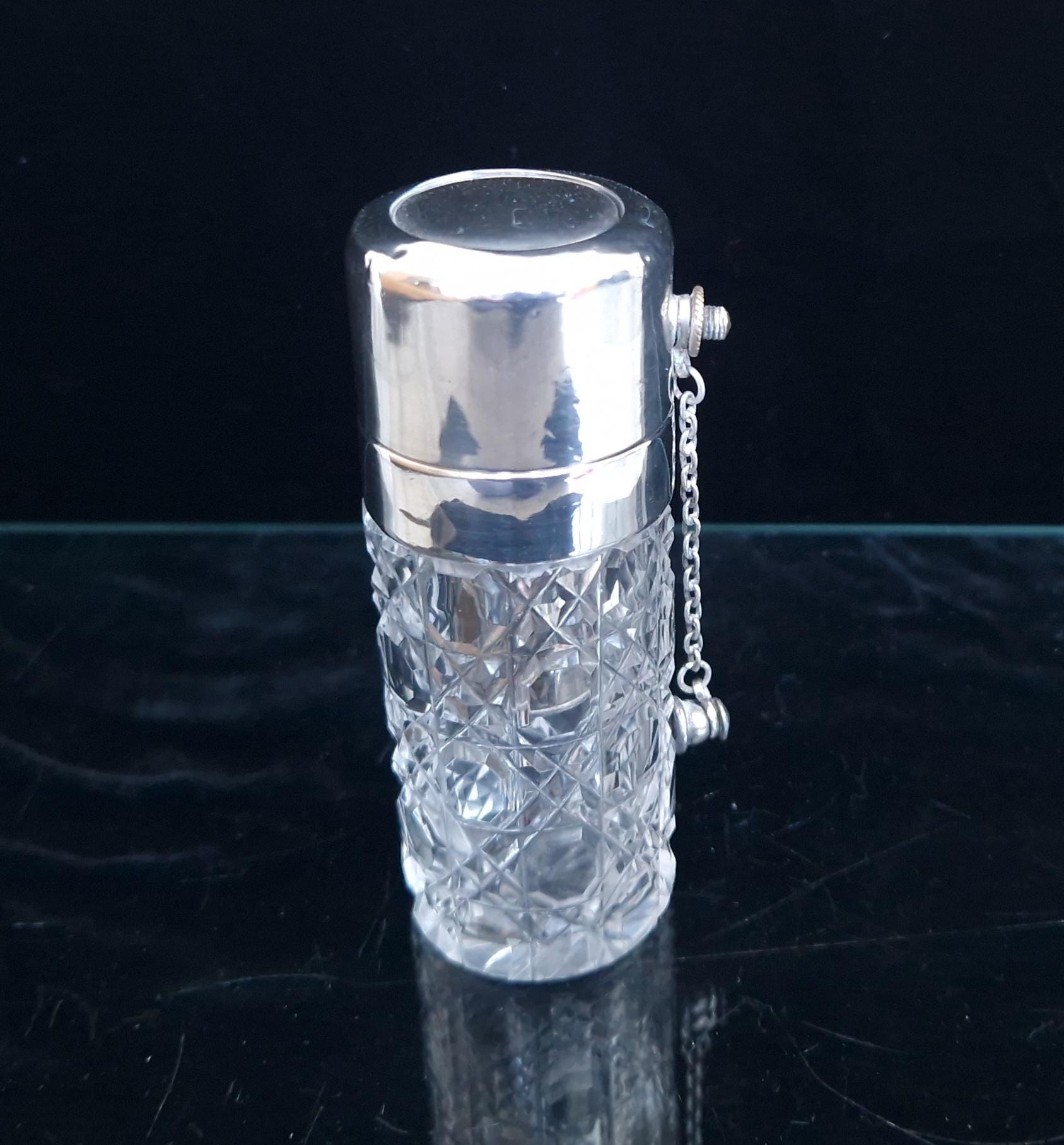 Art Deco Theophilus Martin Baccarat Glass Sterling Silver Piston Pump Antique Perfume Atomiser