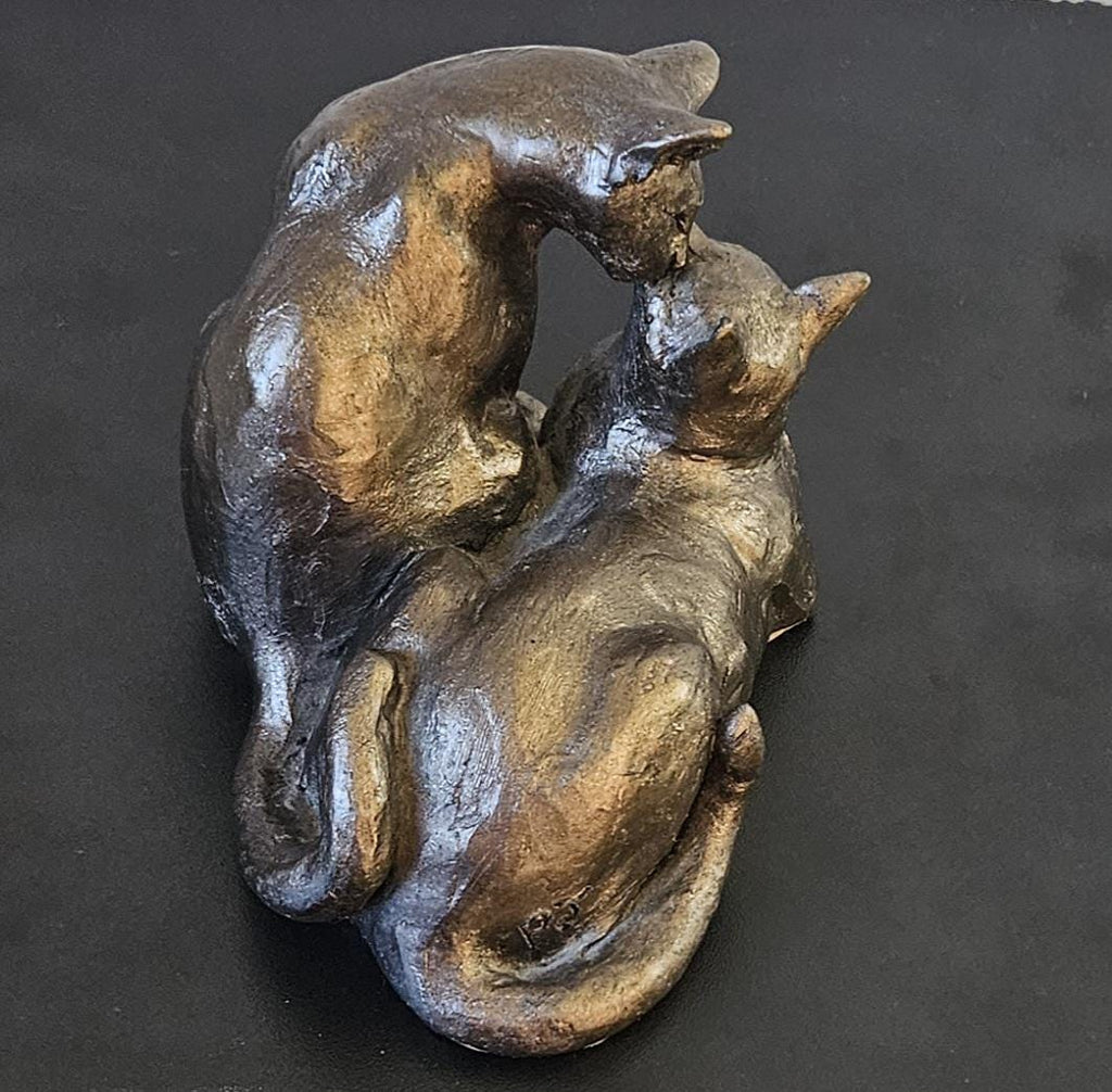 Frith Cats Sculpture Figurine Ornament Felix and Oscar Made in England Cold Cast Bronze-Resin