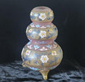 Antique Bohemian Glass Vase Pale Pink with Enamel Floral Design Flowers Rare 22cm Tall 1kg 35grams