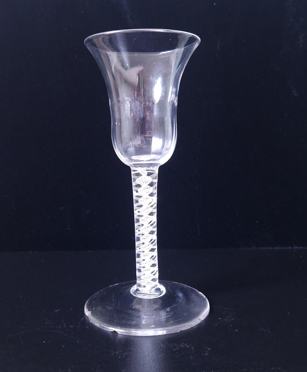 18th Century Wine Glass, Opaque Airtwist Stem (Chipped Foot)