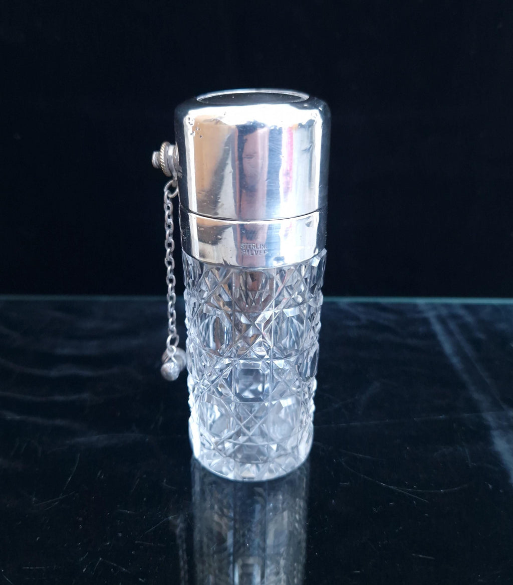 Art Deco Theophilus Martin Baccarat Glass Sterling Silver Piston Pump Antique Perfume Atomiser