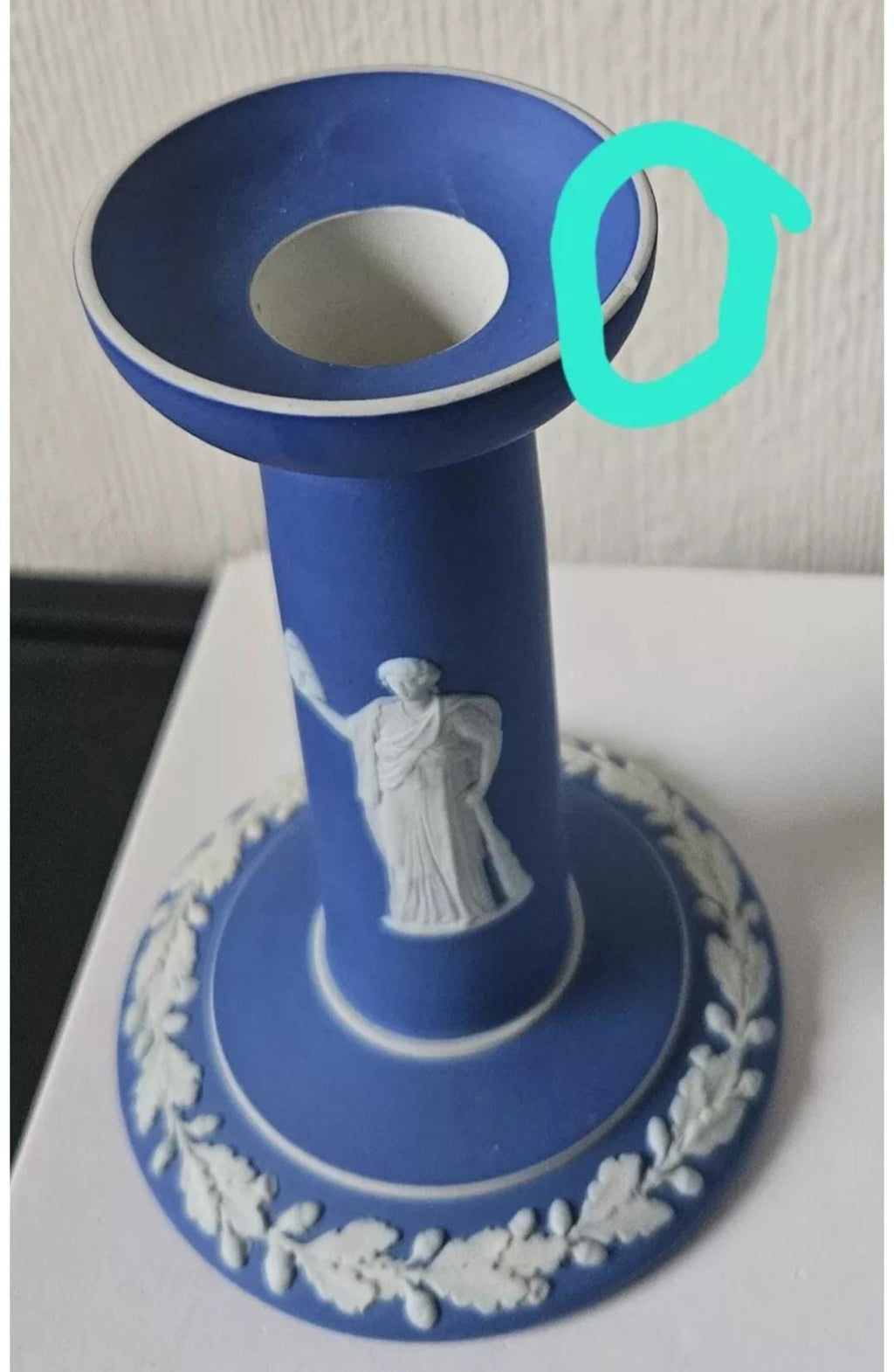 Vintage Wedgwood Jasperware Candlestick Pair: Dark Blue Taper Candle Holders