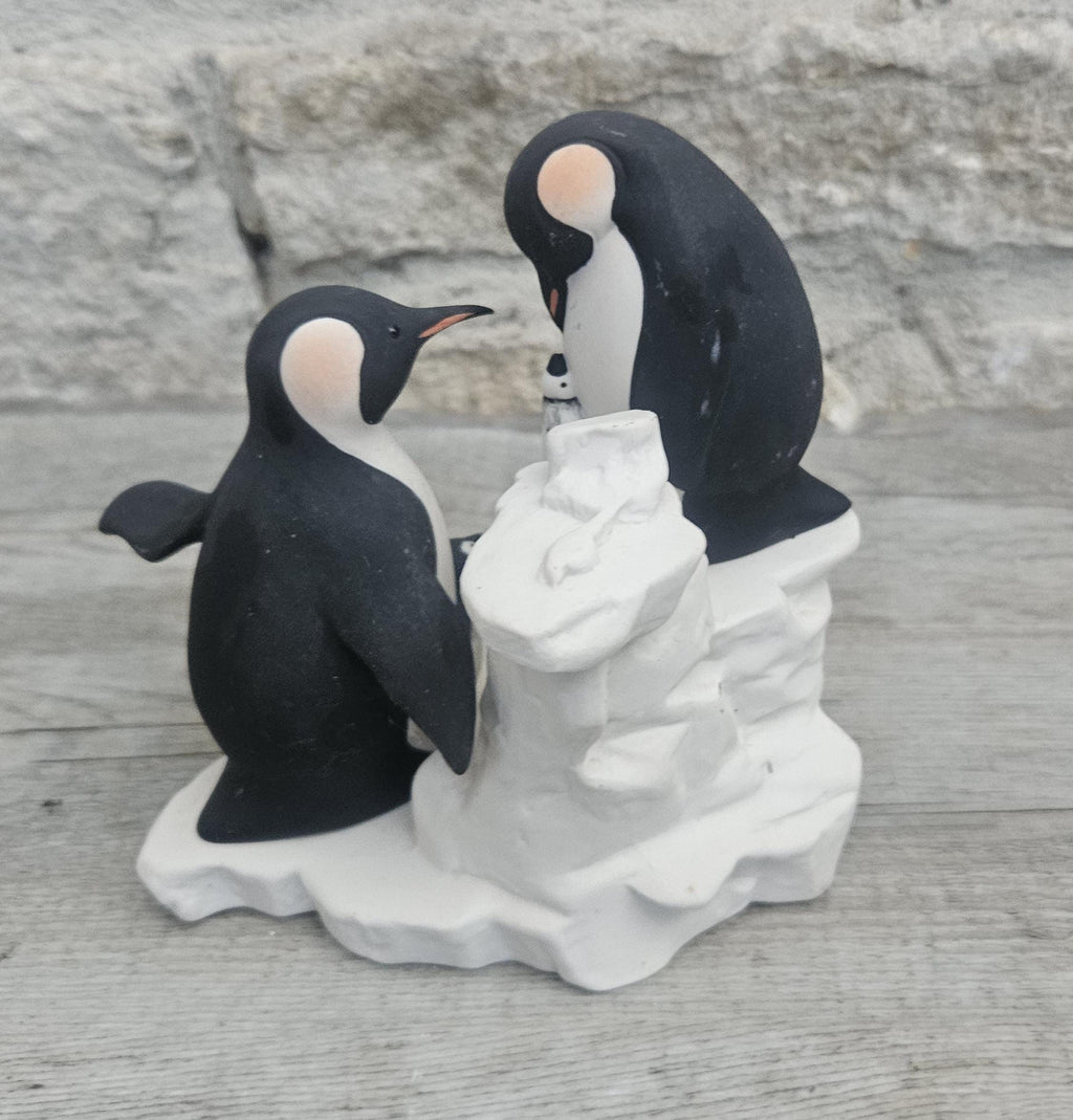 Vintage Penguin Family Figurine Handcrafted Highbank Porcelain Penguin Family Figurine, Vintage Collectible from Scotland