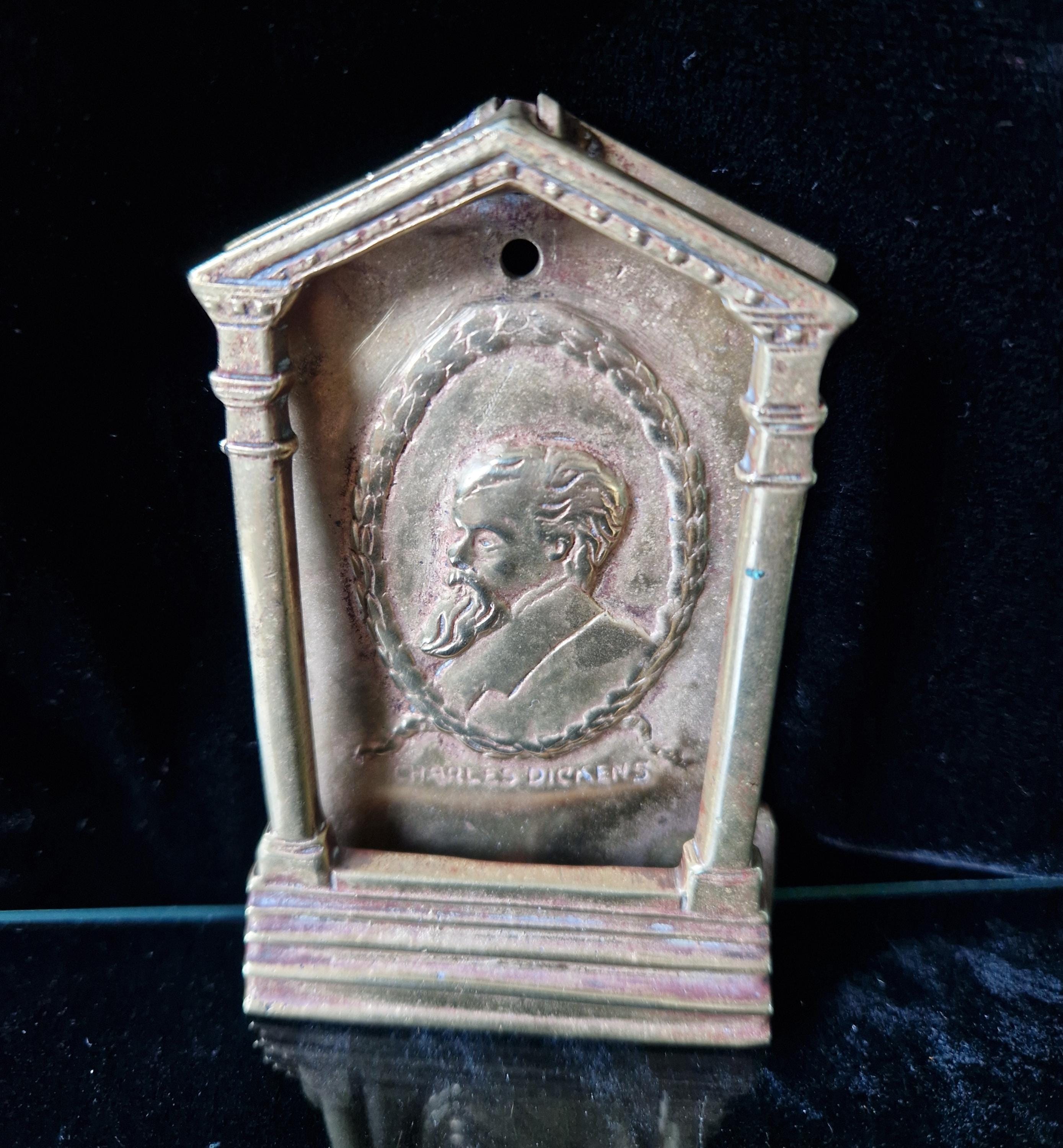 Antique Charles Dickens Solid Brass Door Knocker Edwardian