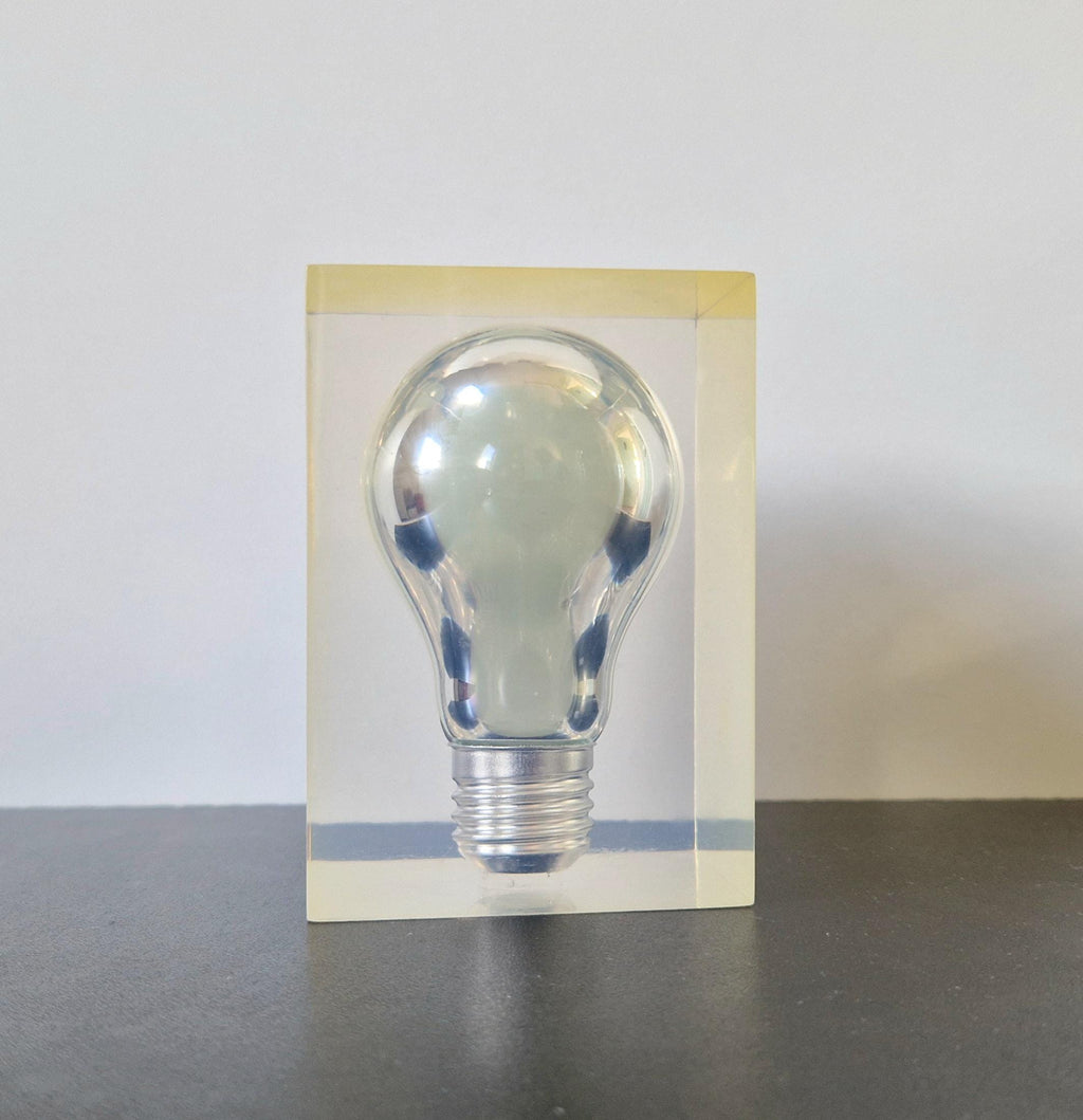 Midcentury Pierre Giraudon 1960s Pop Art Green Glow in The Dark Lucite Light Bulb Ornament