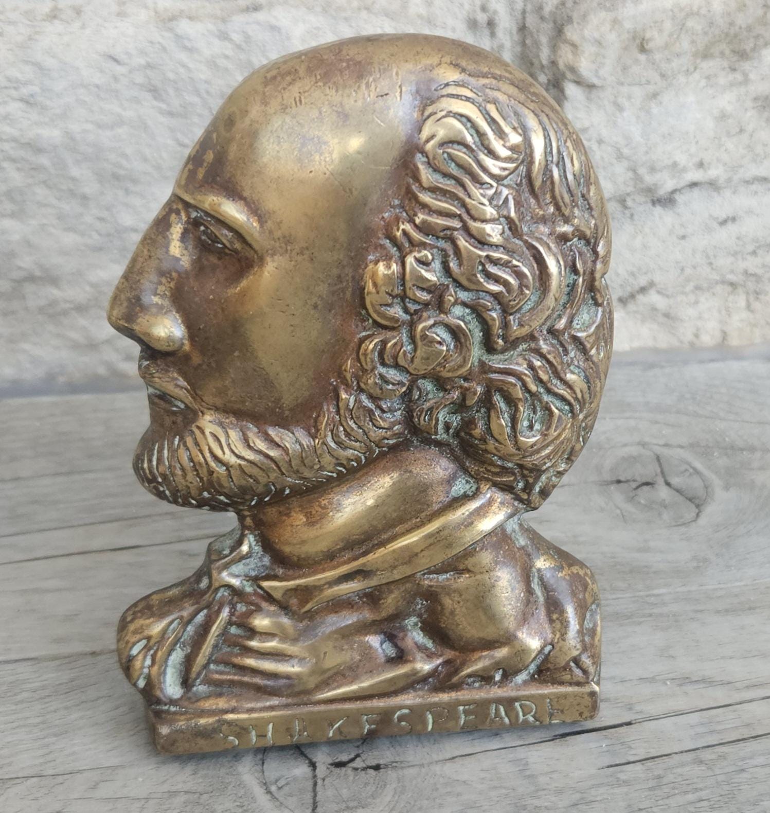 Vintage Brass William Shakespear Door Knocker 12cm X 9cm