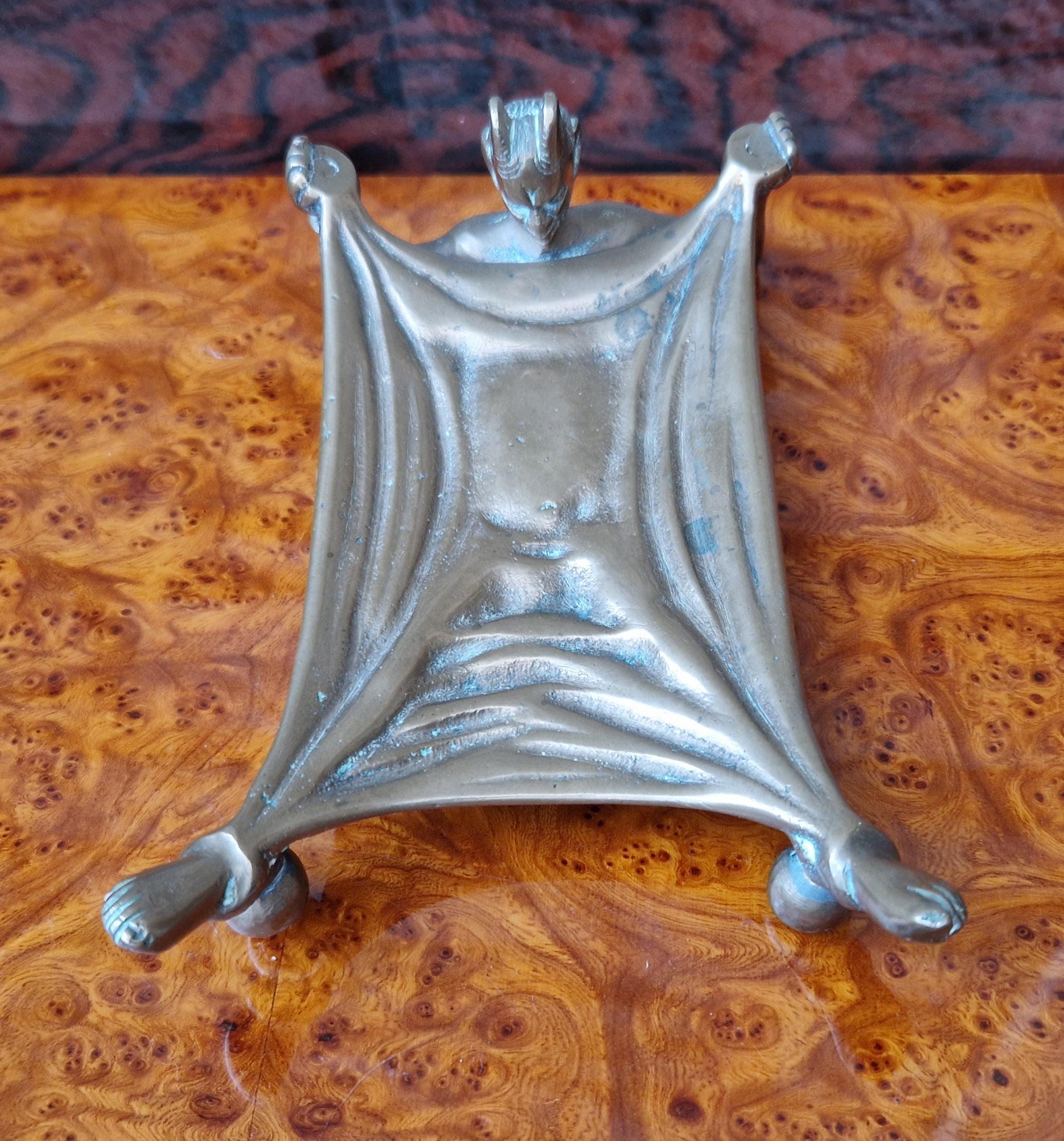 Antique Bronze Devil Under Sheet Calling Card Tray, Gothic c1900