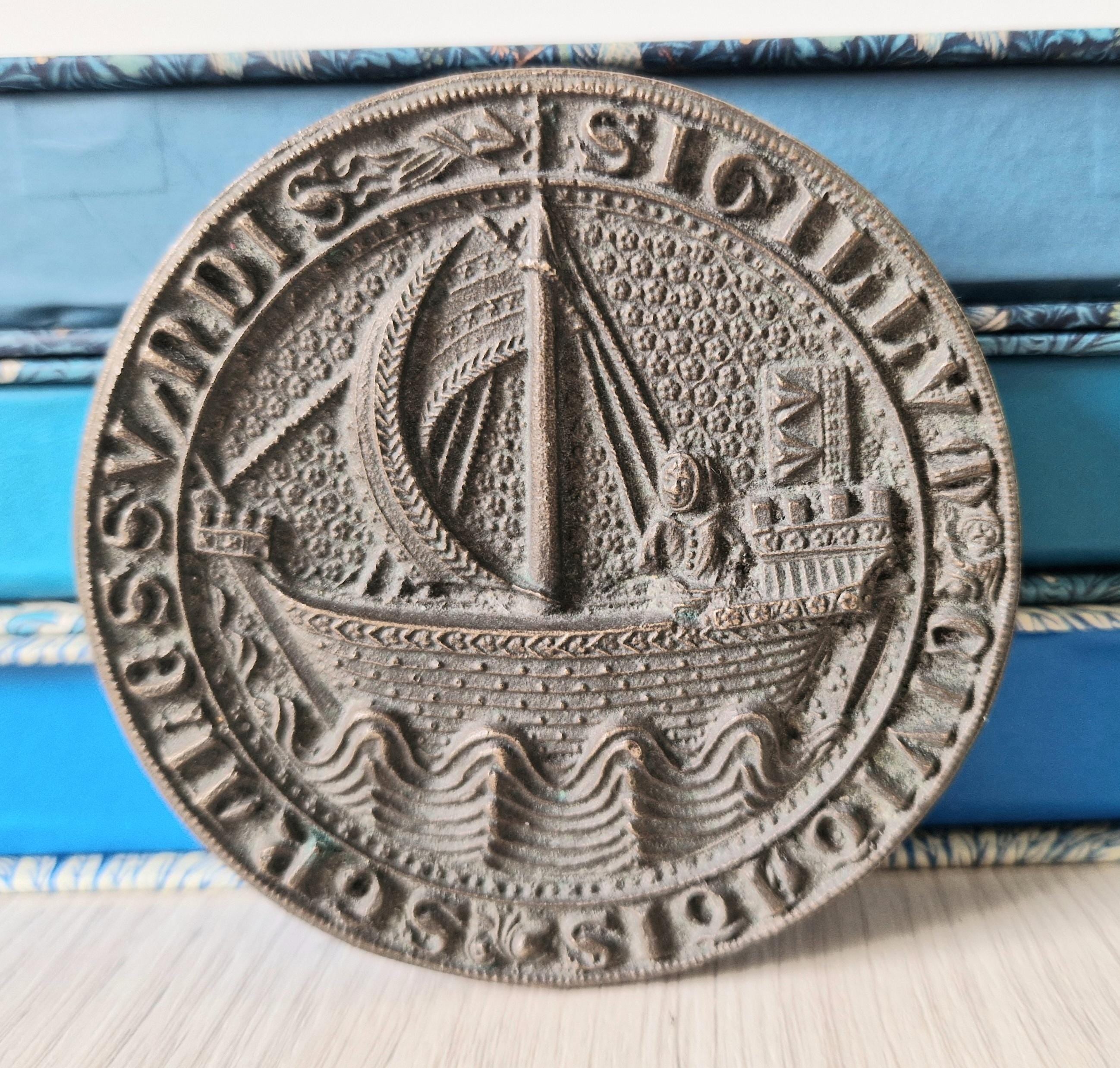 Rare Stralsund Hanseatic League Medieval 1329 Solid Cast Bronze Seal Reproduction 991g