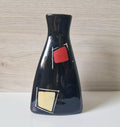 Mid Century West German Handpainted Tri-Form Abstract Black Ceramic Vase 18cm