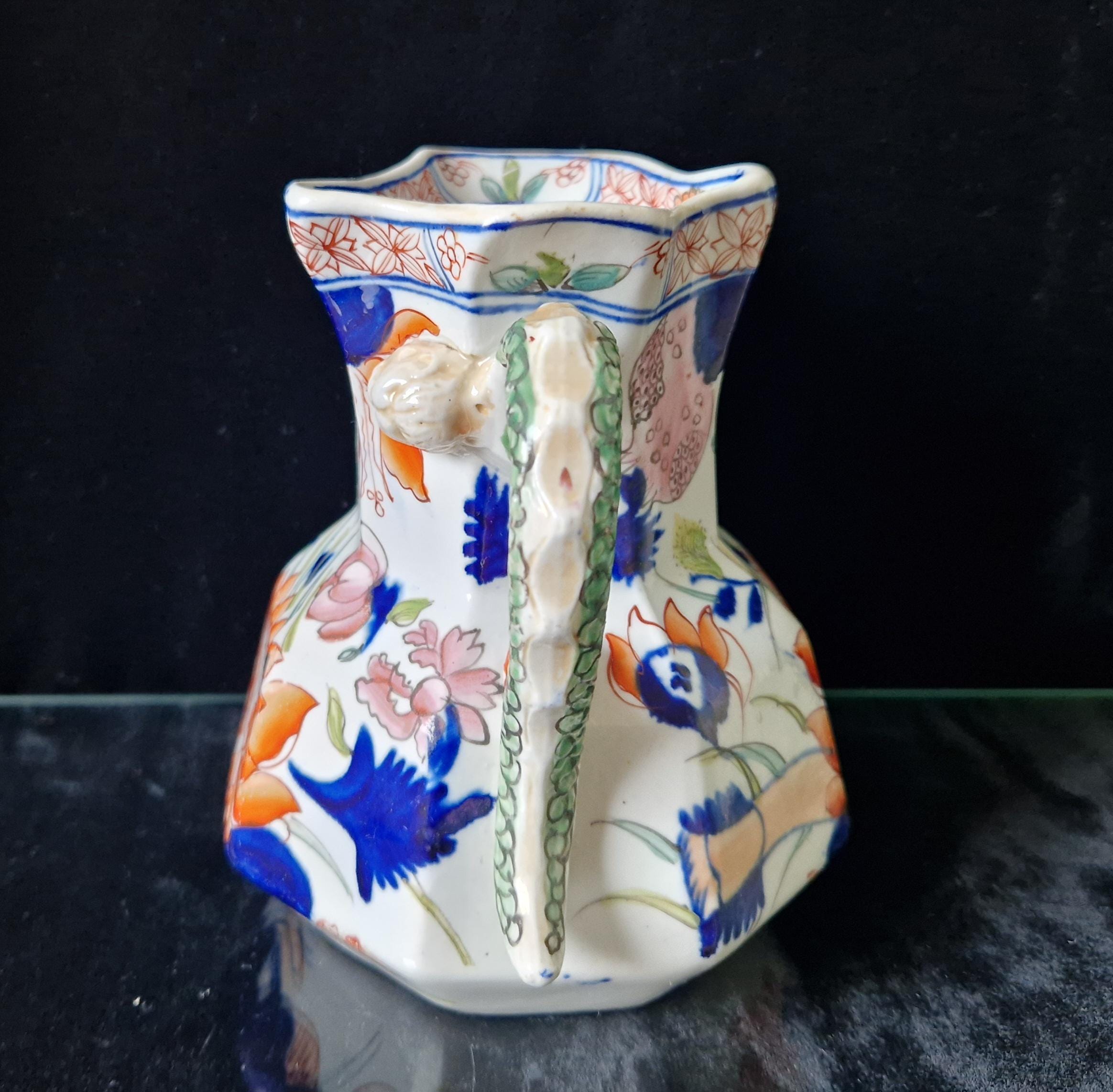 Early Mason's Ironstone China Imari Hydra Octagonal Jug Pitcher 5inch C1820 Incised 2-Line Mark