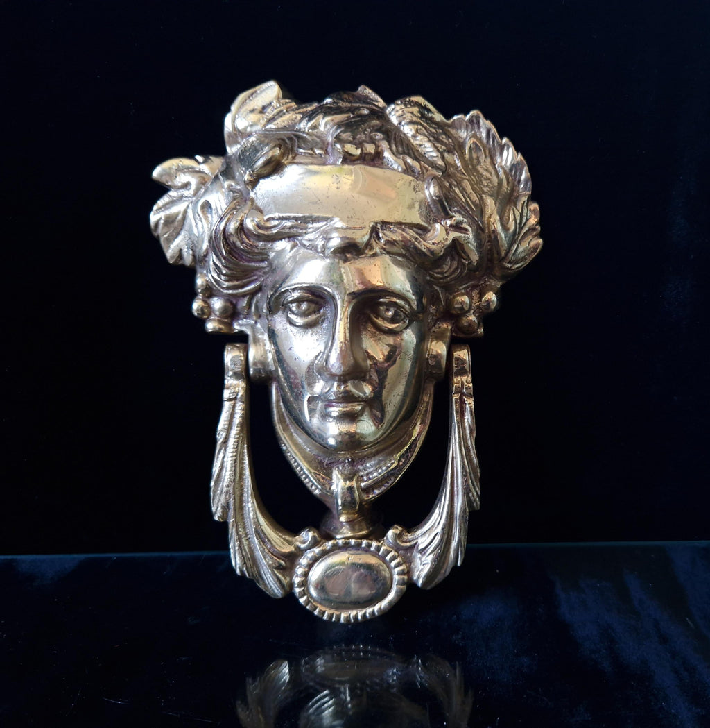 Vintage Large Heavy Cast Brass Dionysius Swing Arm Door Knocker 17cm