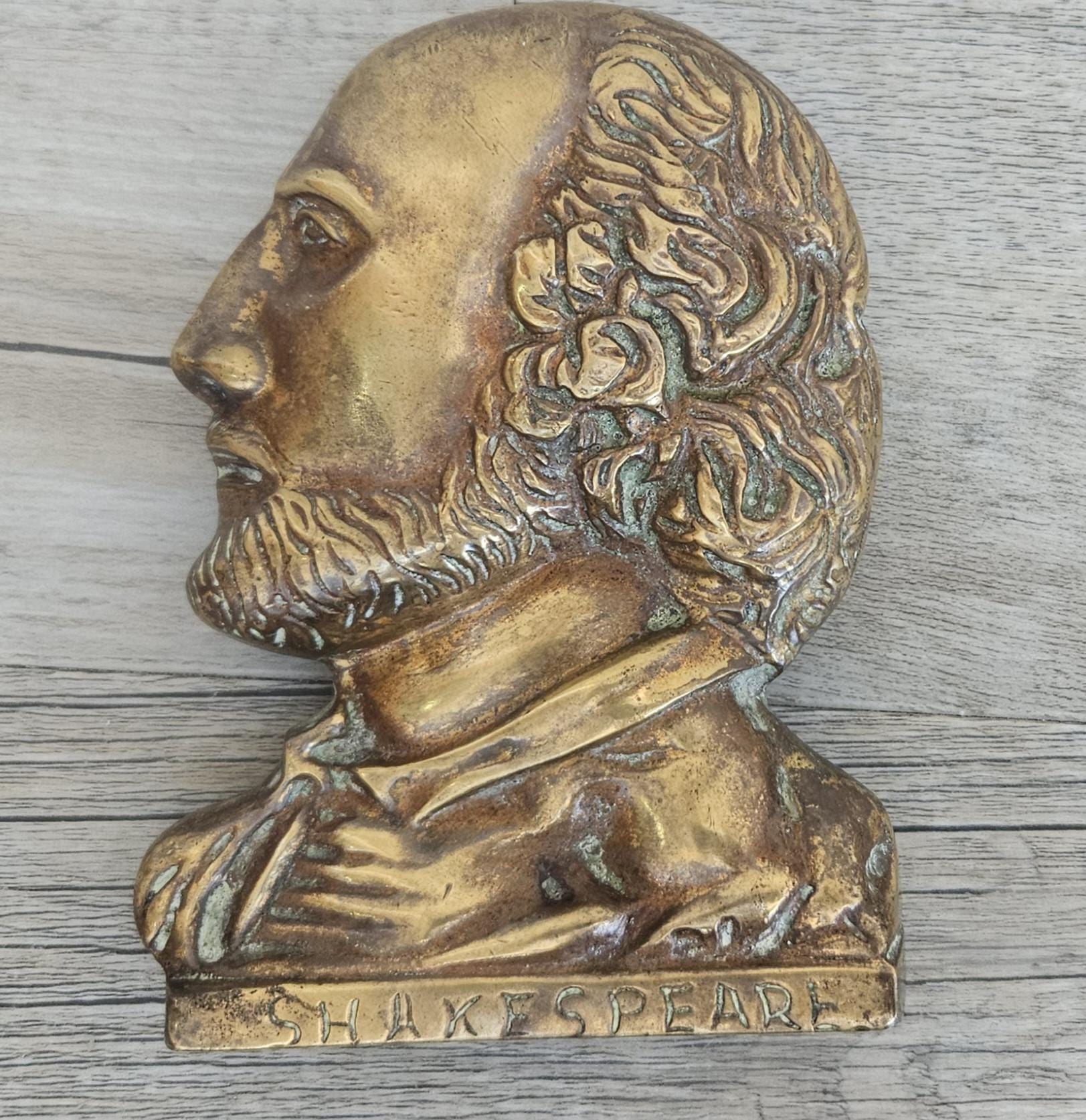 Vintage Brass William Shakespear Door Knocker 12cm X 9cm