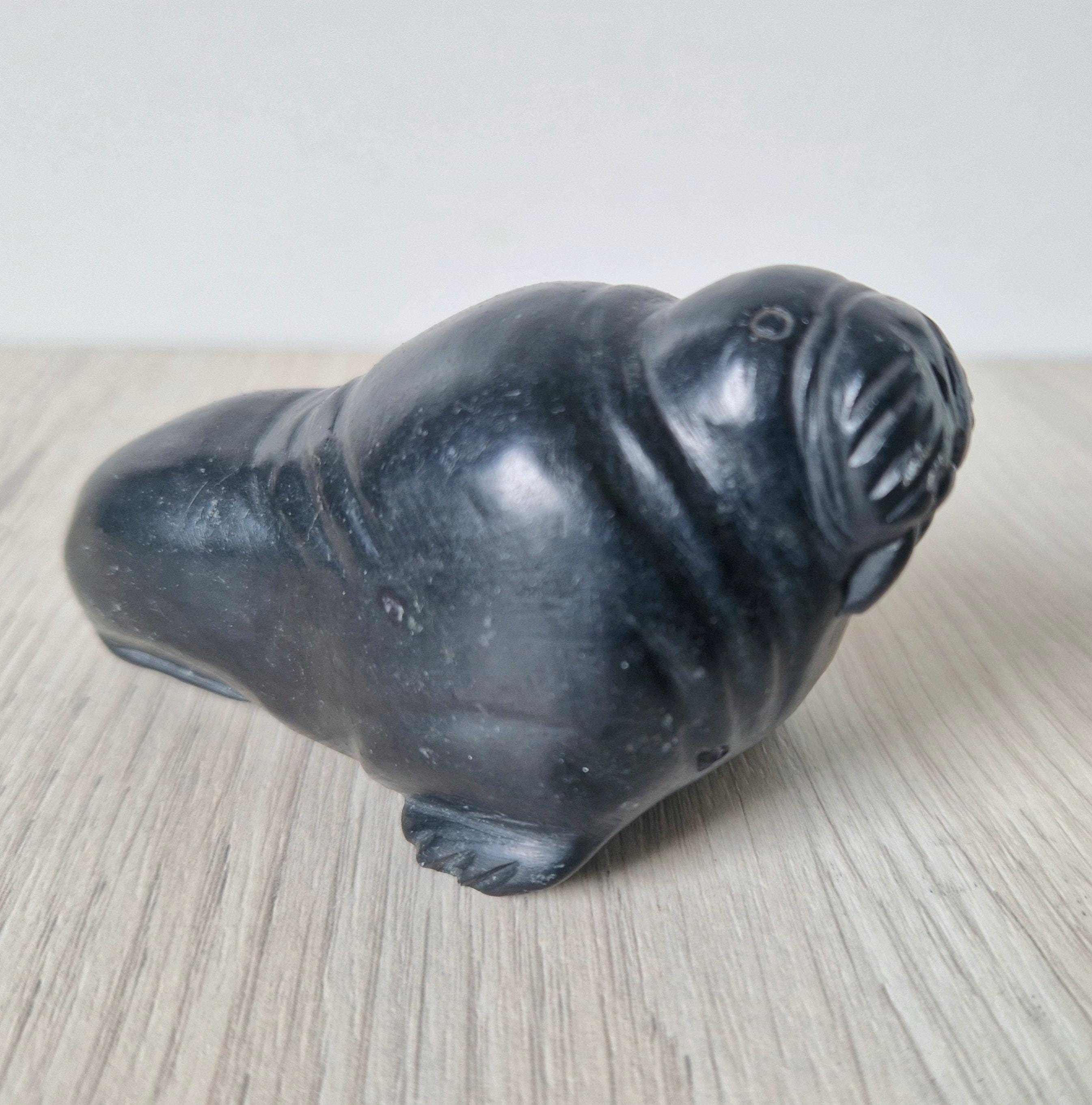 Authentic Carved Stone Inuit Walrus Figure by Sillassi Tuki Mid 20th Century