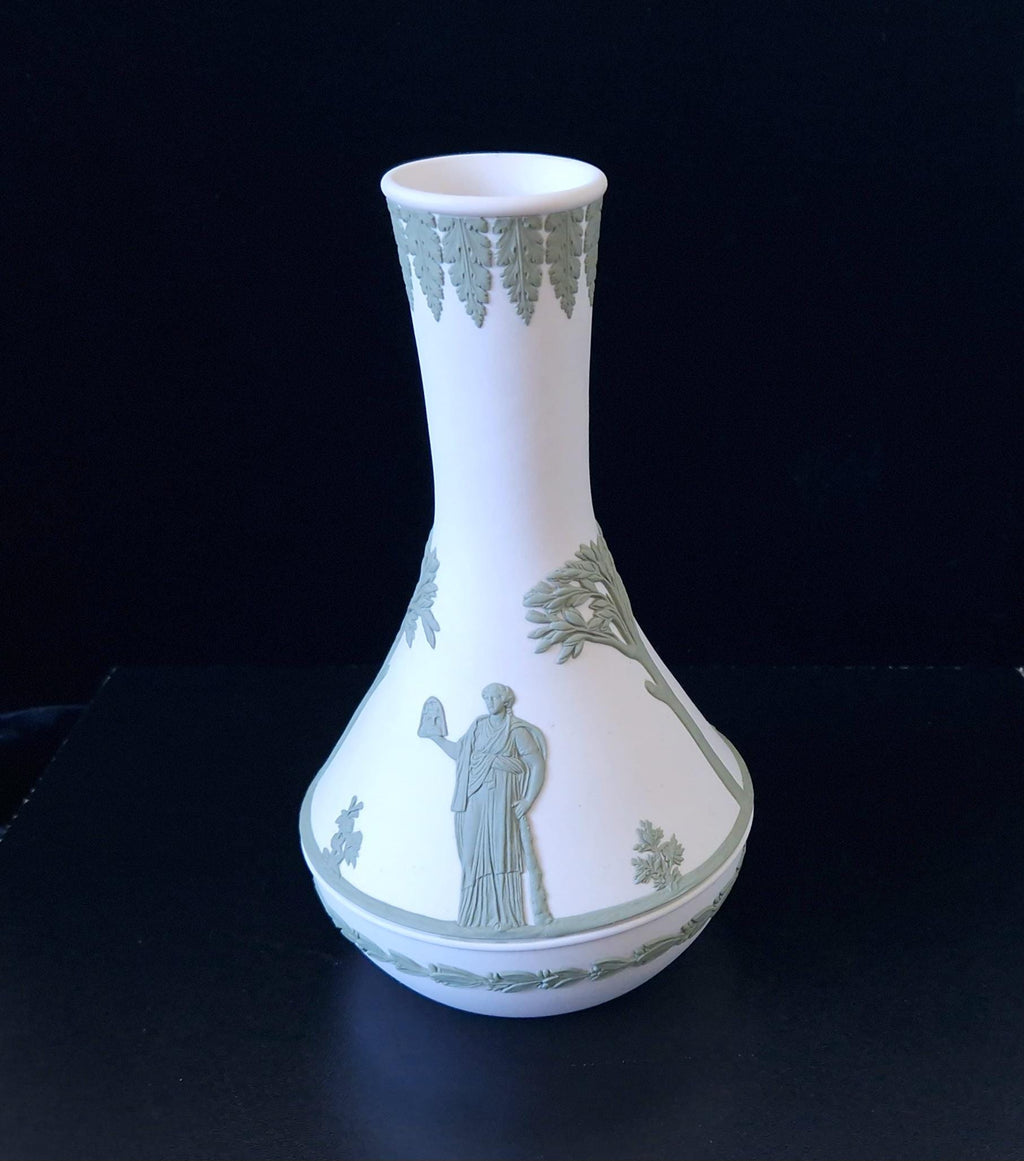 Vintage Wedgwood Jasperware Sage on White Parnassus Vase
