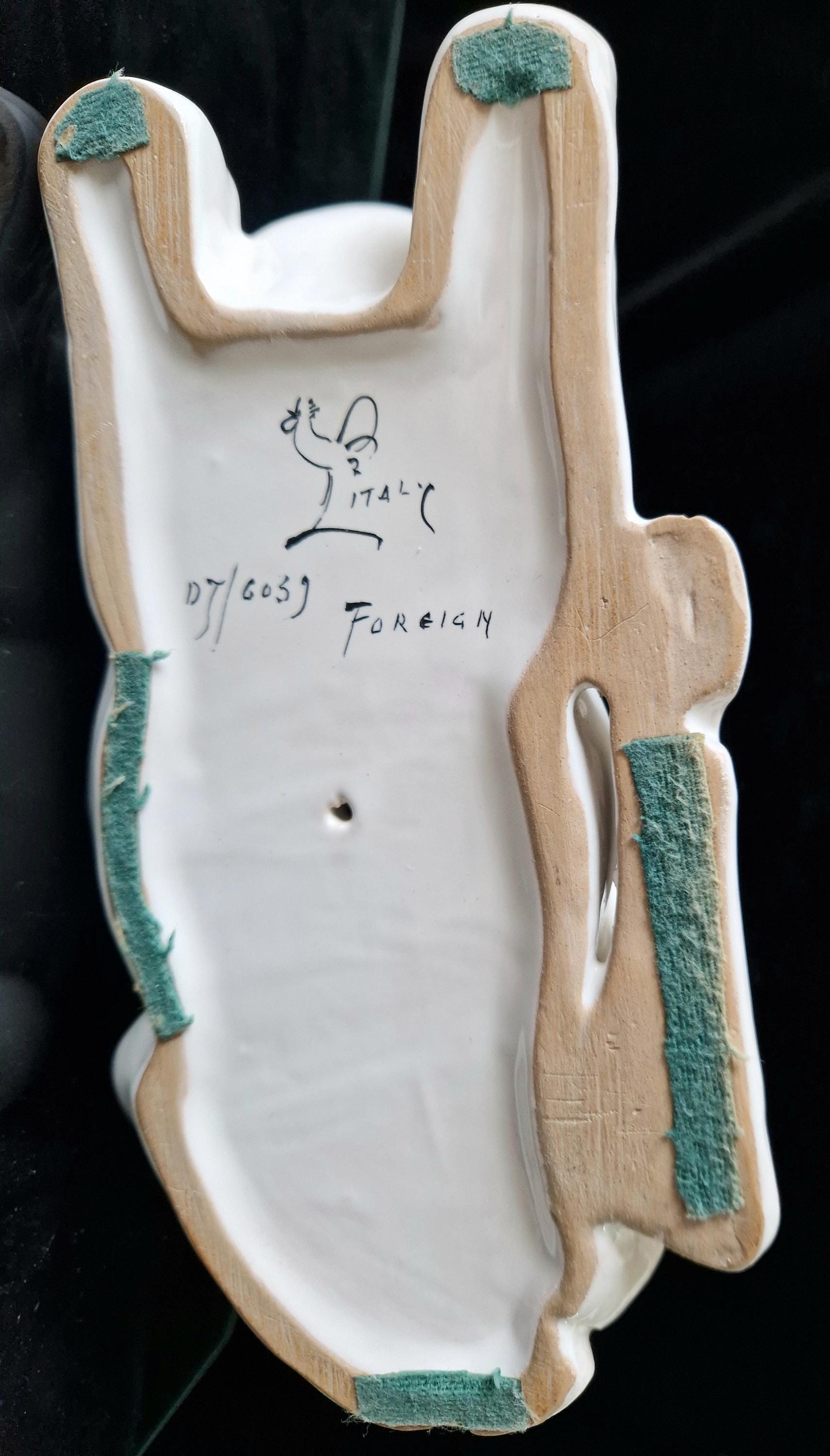 Vintage Cantagalli White Italian Ceramic Faience Recumbant Fawn Deer Figure Ornament 20cm.