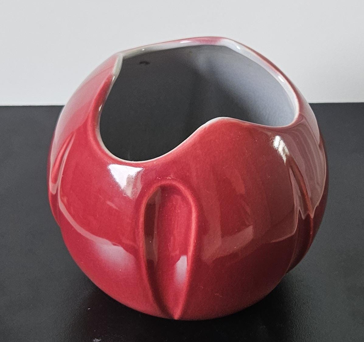 Vintage Art Deco Style Globe Vase Cerise Tulip Vase Made in England