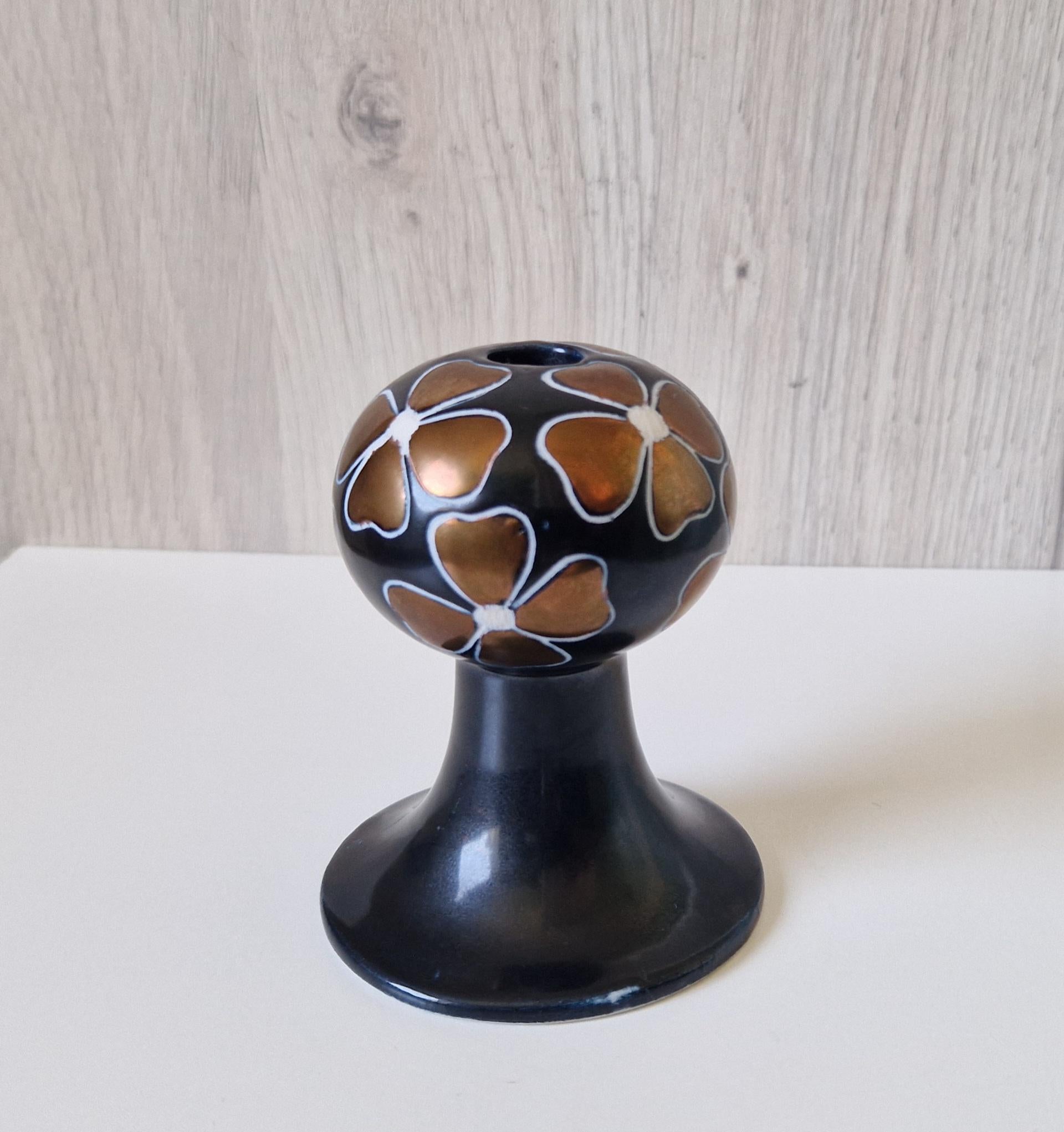 Arabia Finland 'Gabriel' Floral Motif Candle Holder by Olli Vasa - A Rare Edition 1993
