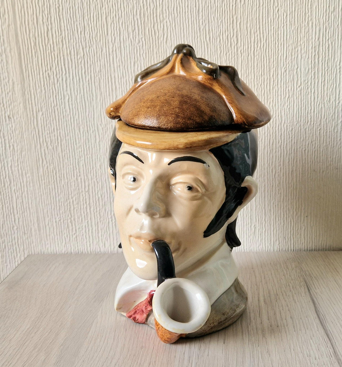 Rare Vintage Sherlock Holmes Figural Ceramic Tobacco/Cookie Jar 23cm