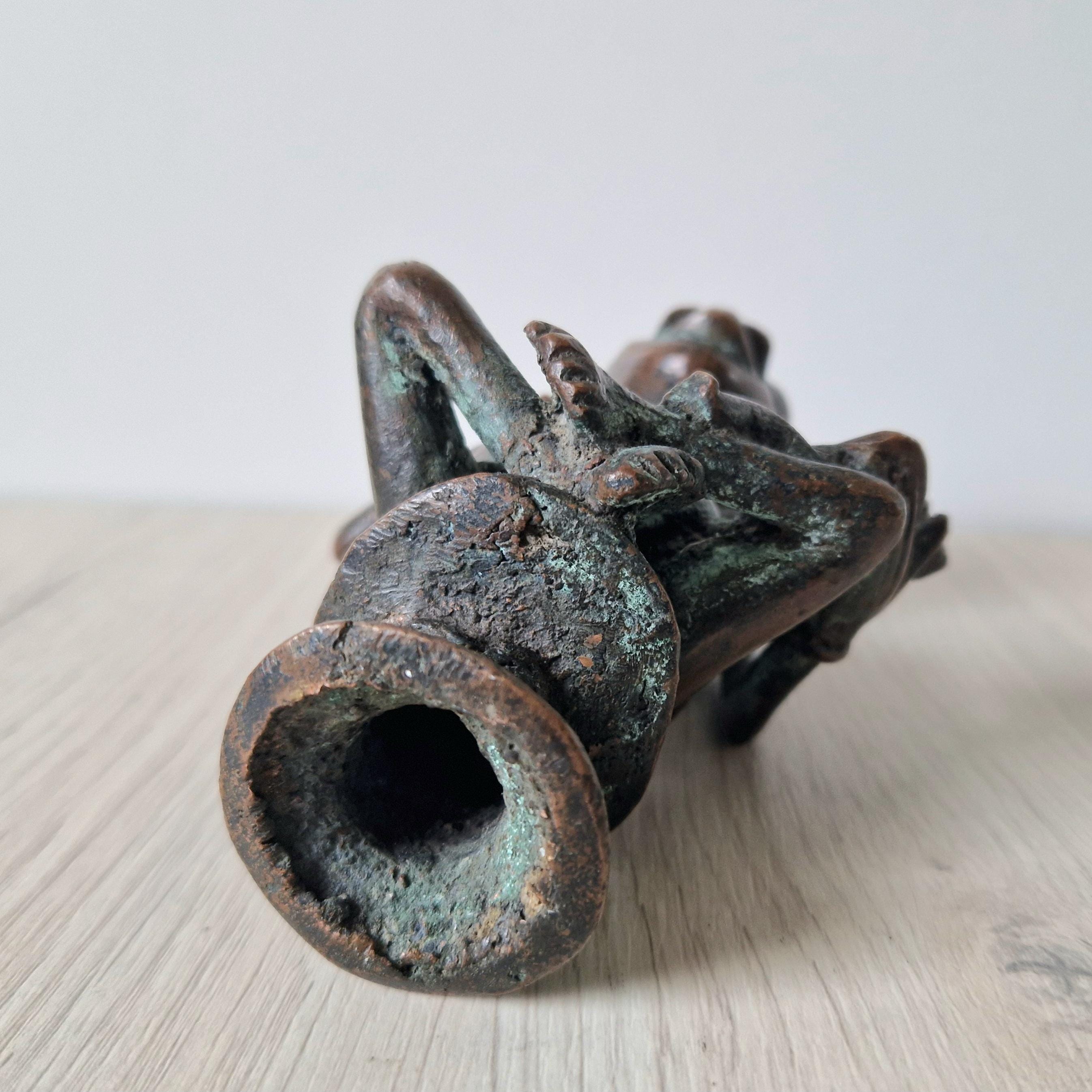 Antique African Tikar Cameroon Cast Bronze Fertility Motherhood Maternity Figure Statue
