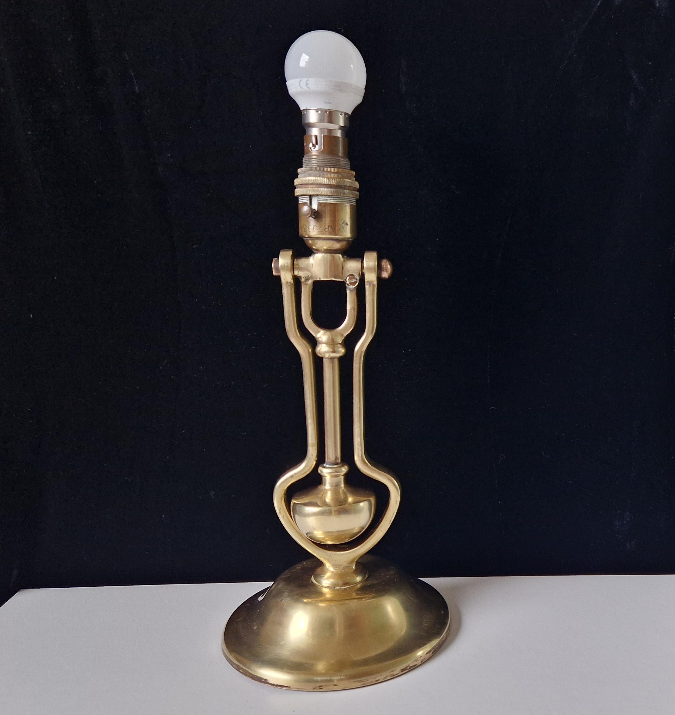 Antique Solid Brass Mariner's Electric Gimbal Wall/Table Lamp