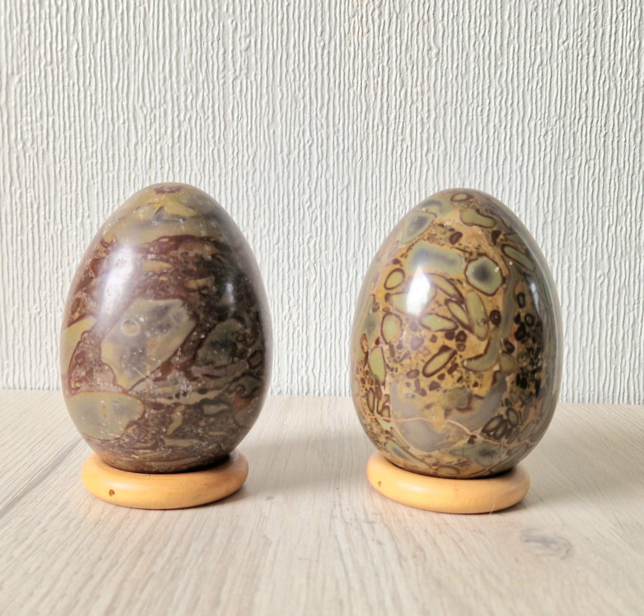 2 x Antique Large Cornish Serpentine Decorative Mineral Eggs 10cm (4 inch)