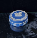 Antique Wedgwood Cobalt Blue Jasperware Neo-Classical Patch Pot Powder Jar
