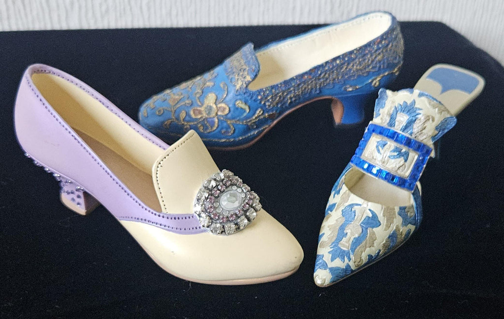 Vintage Miniature Shoe Ornaments: Collectible Display Shoes, Set of 3