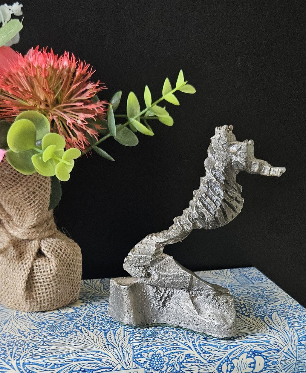 Vintage Small Metal Seahorse Sculpture Figure Ornament  12.5cm Tall