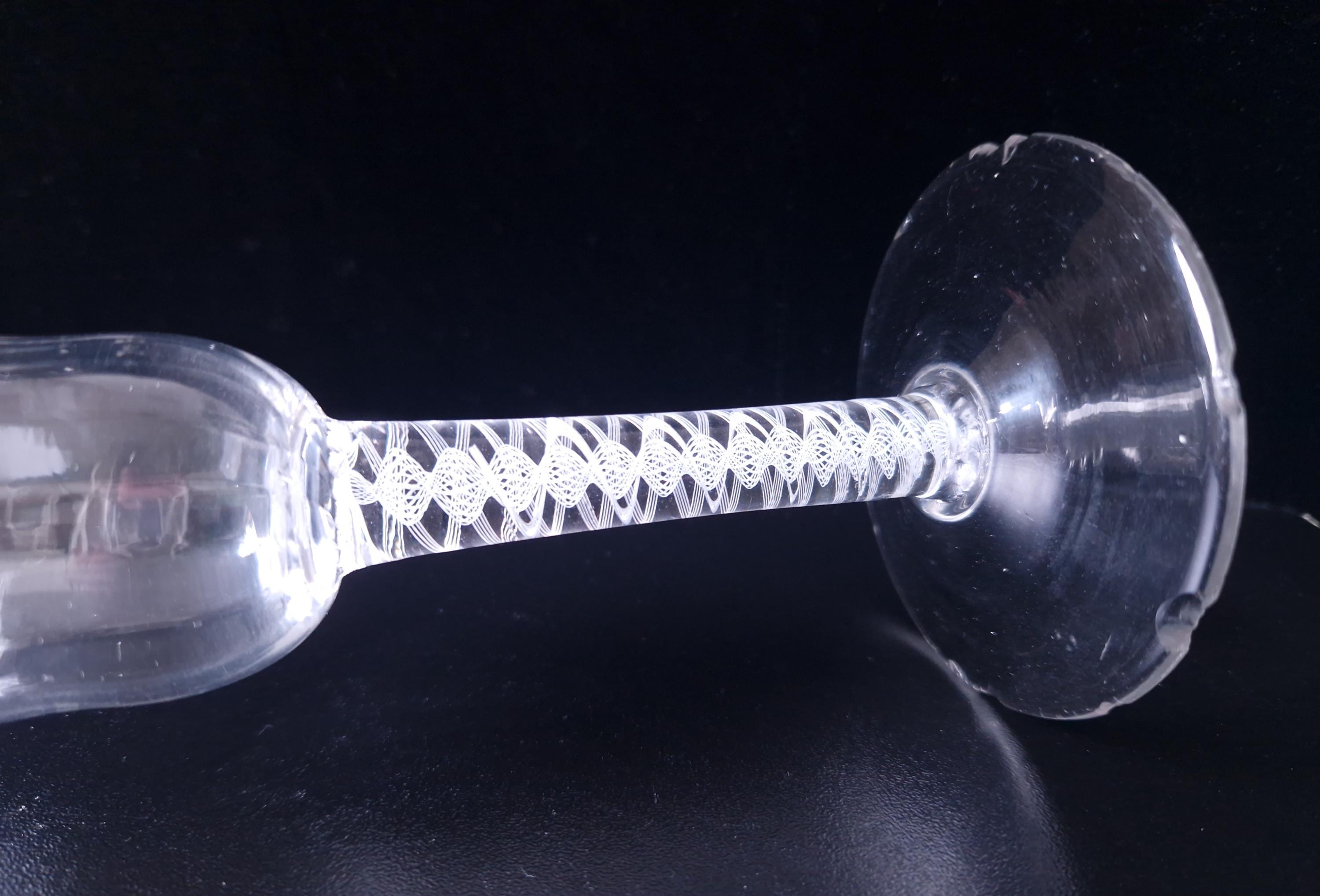 18th Century Wine Glass, Opaque Airtwist Stem (Chipped Foot)