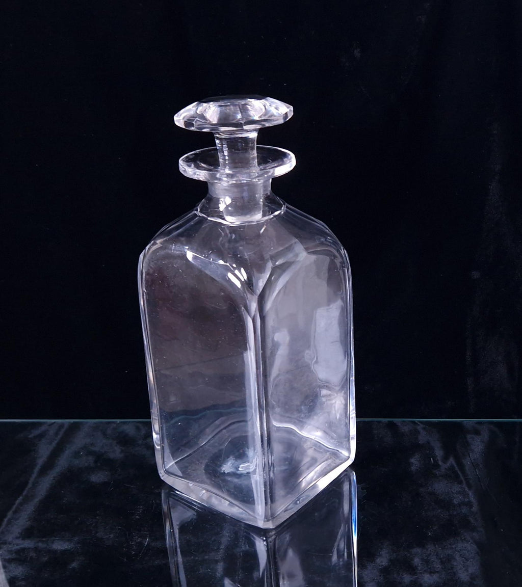 Antique Rectangular Spirit Decanter With Petal-Cut Shoulders & Octangon Stopper