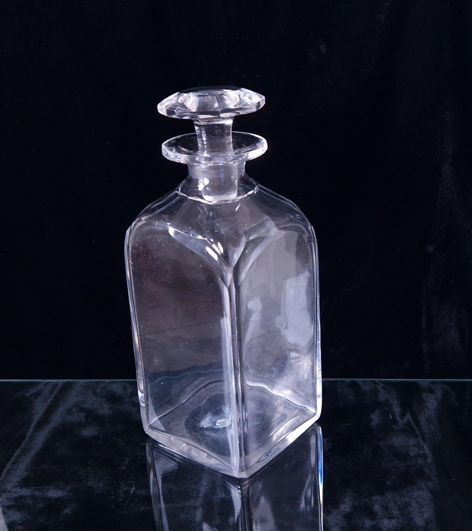 Antique Rectangular Spirit Decanter With Petal-Cut Shoulders & Octangon Stopper